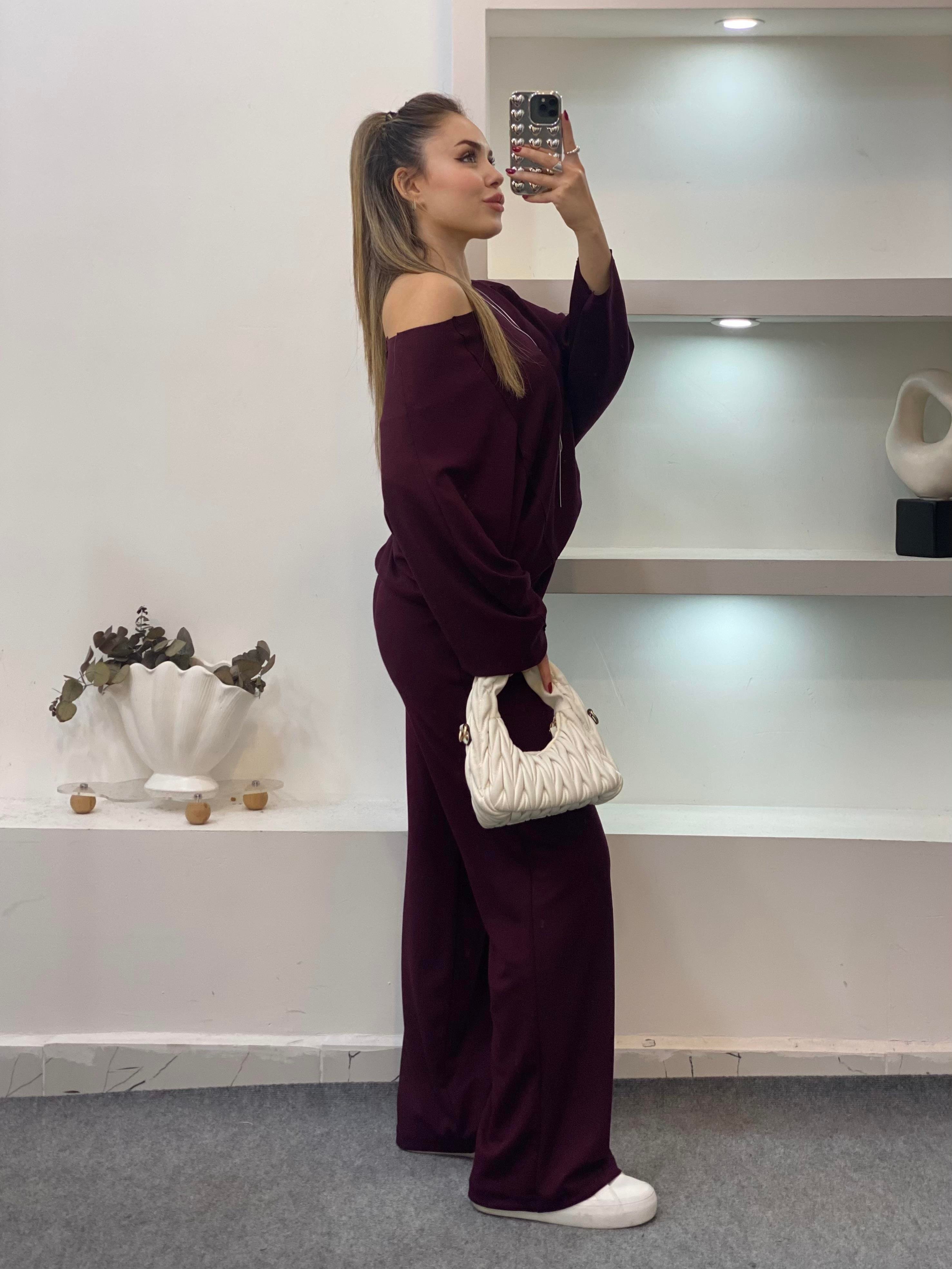 Bordo Modal Kumaş Eşofman Takımı 