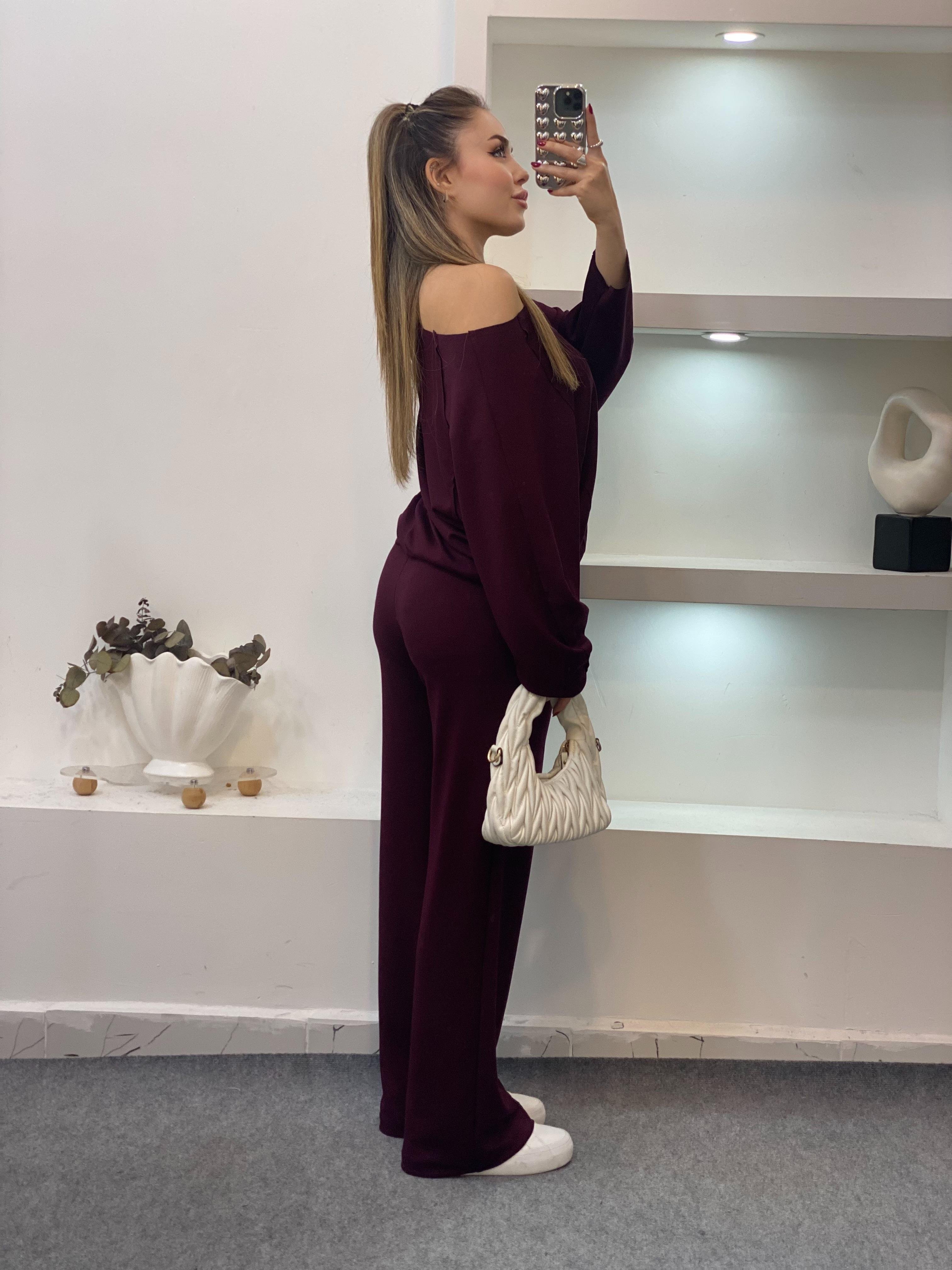 Bordo Modal Kumaş Eşofman Takımı 