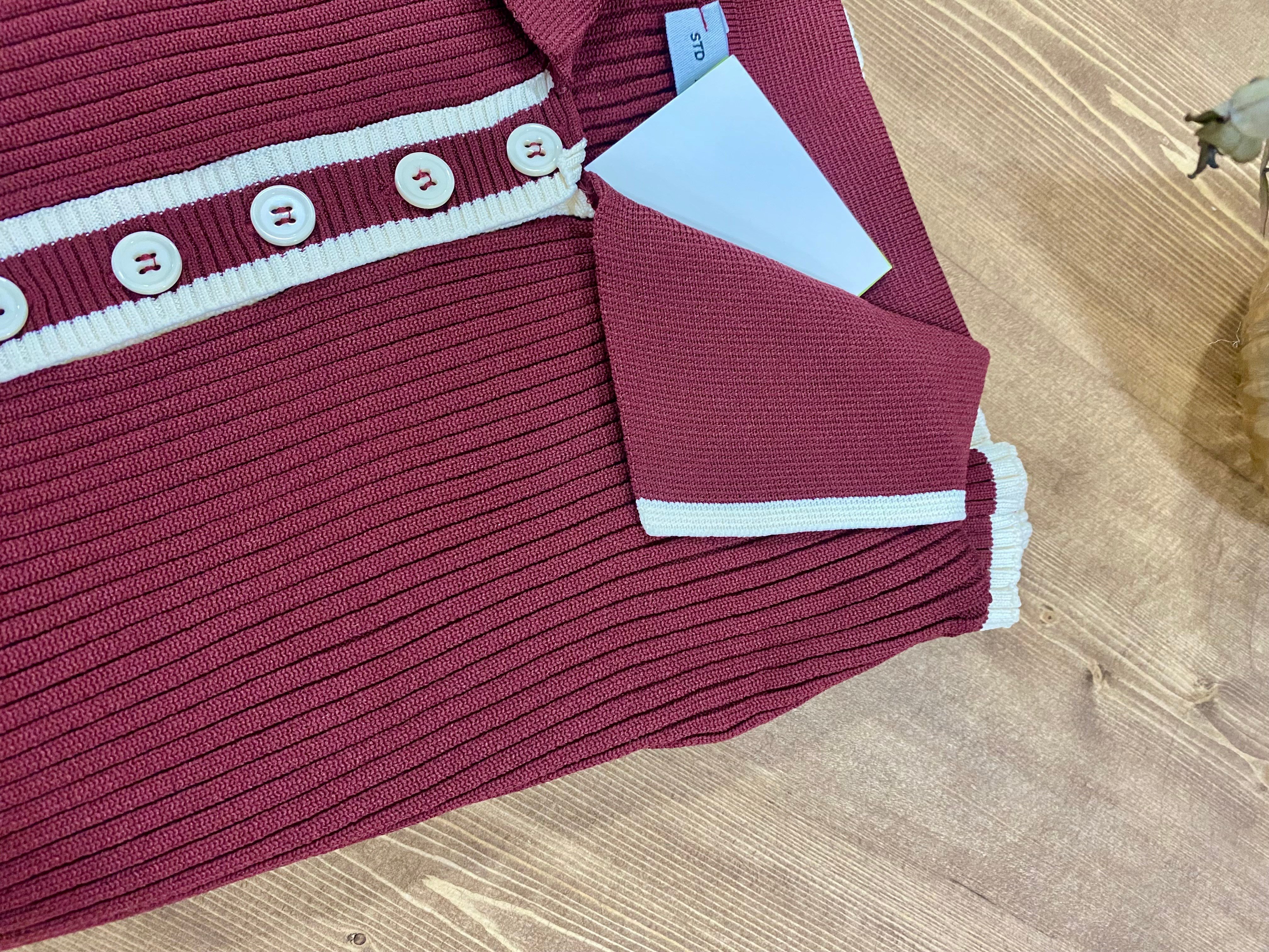Bordo Polo Yaka Elit Triko Bluz