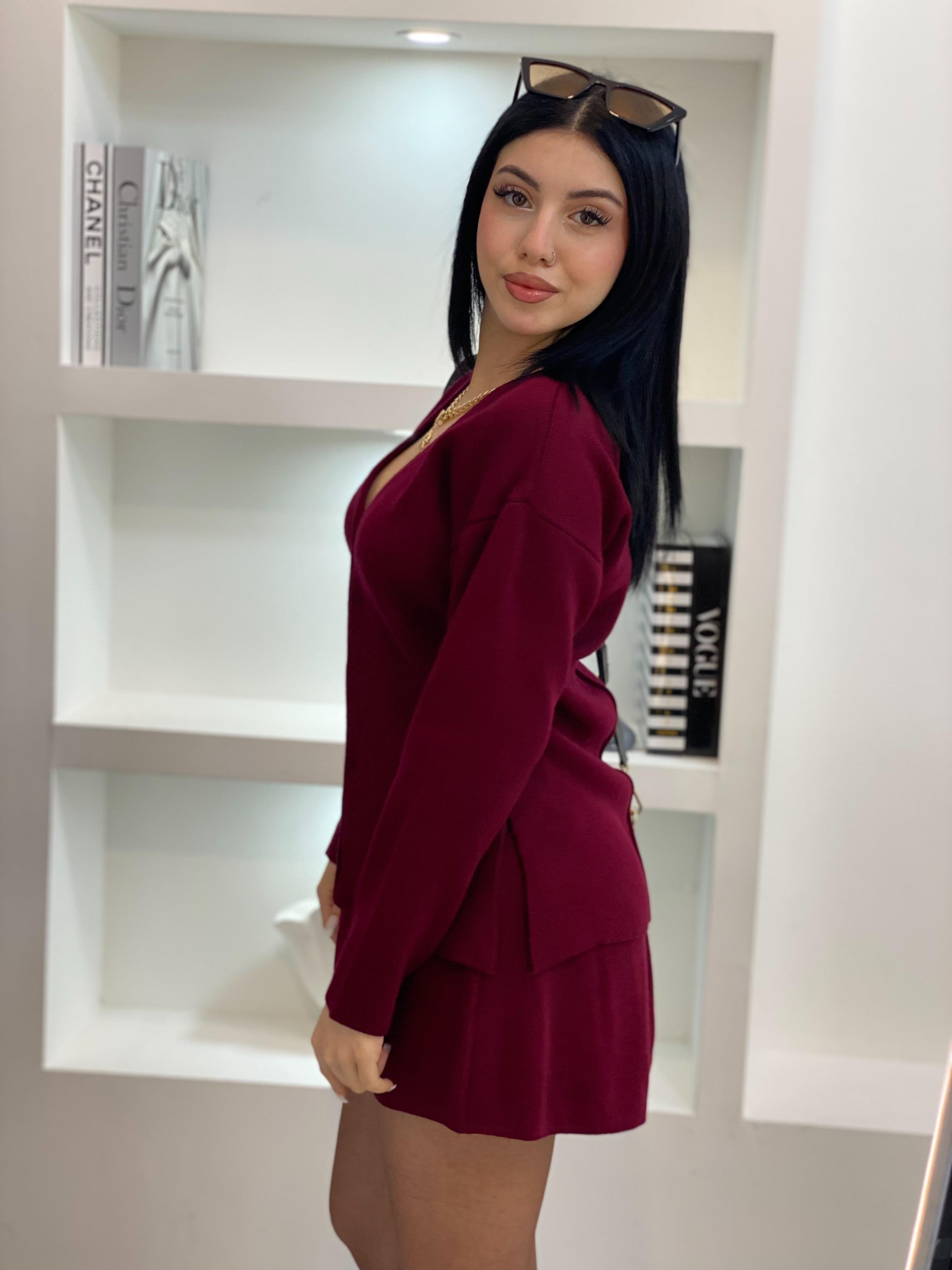 Bordo Triko Etekli Takım 