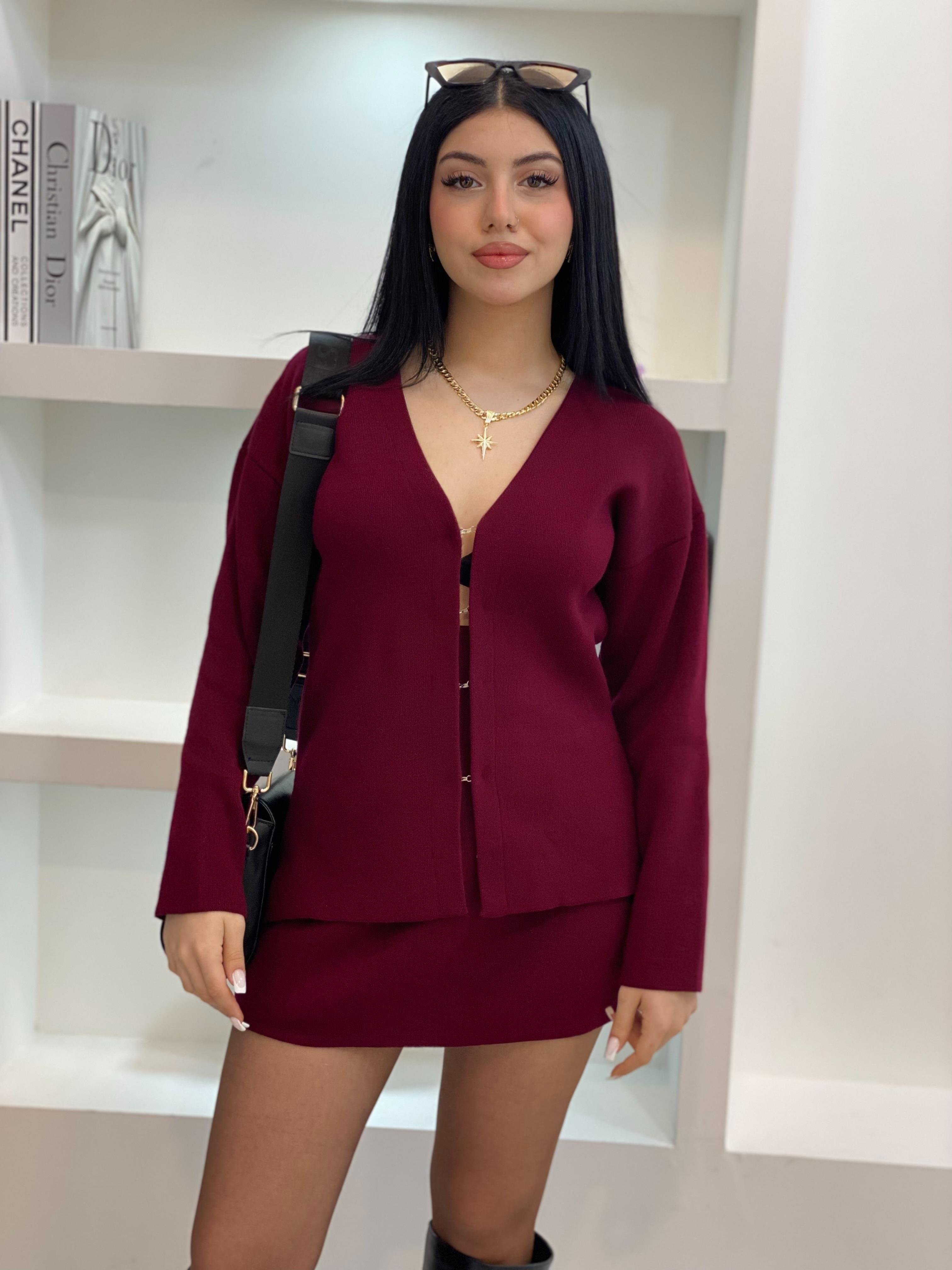 Bordo Triko Etekli Takım 