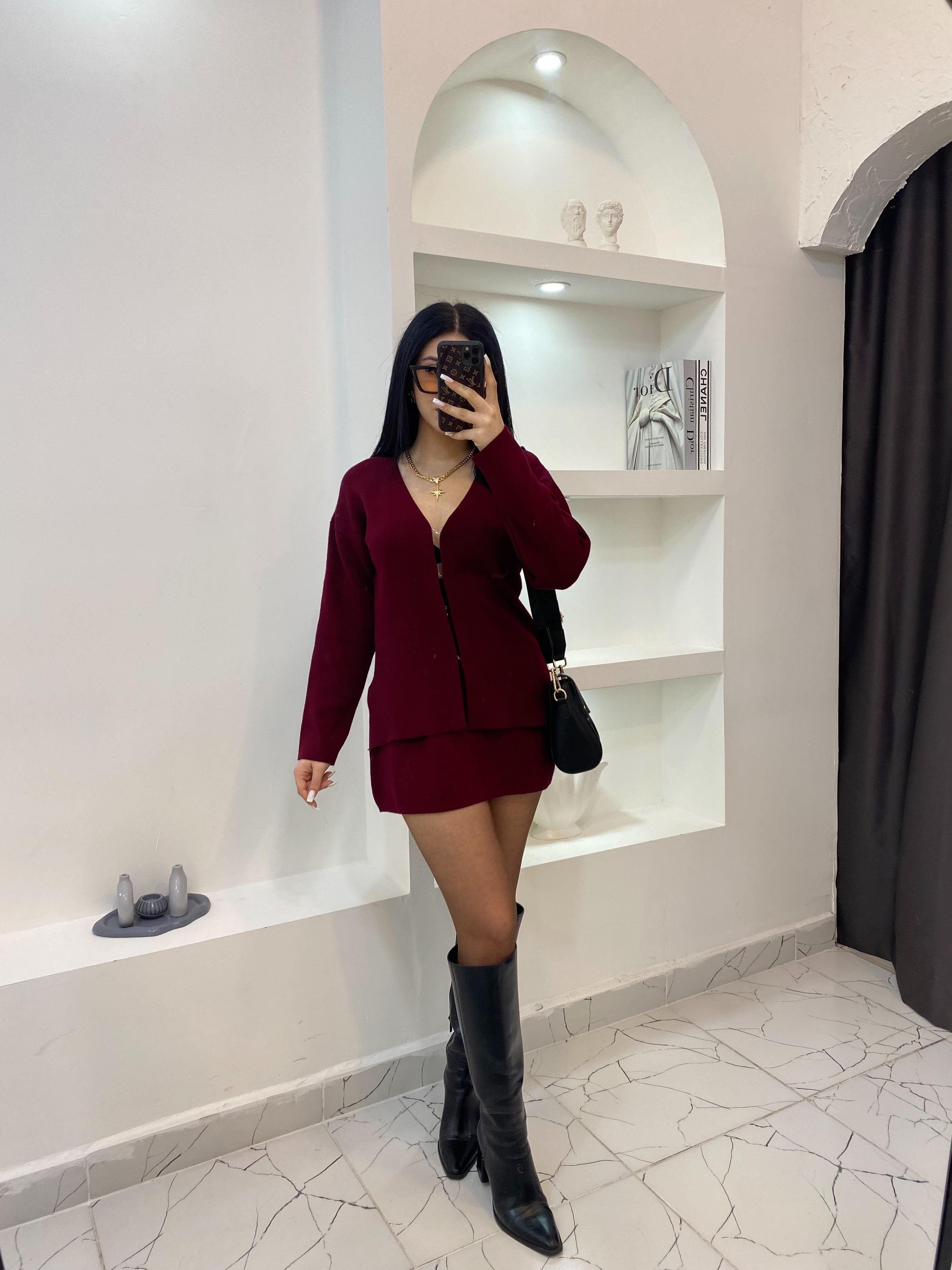 Bordo Triko Etekli Takım 