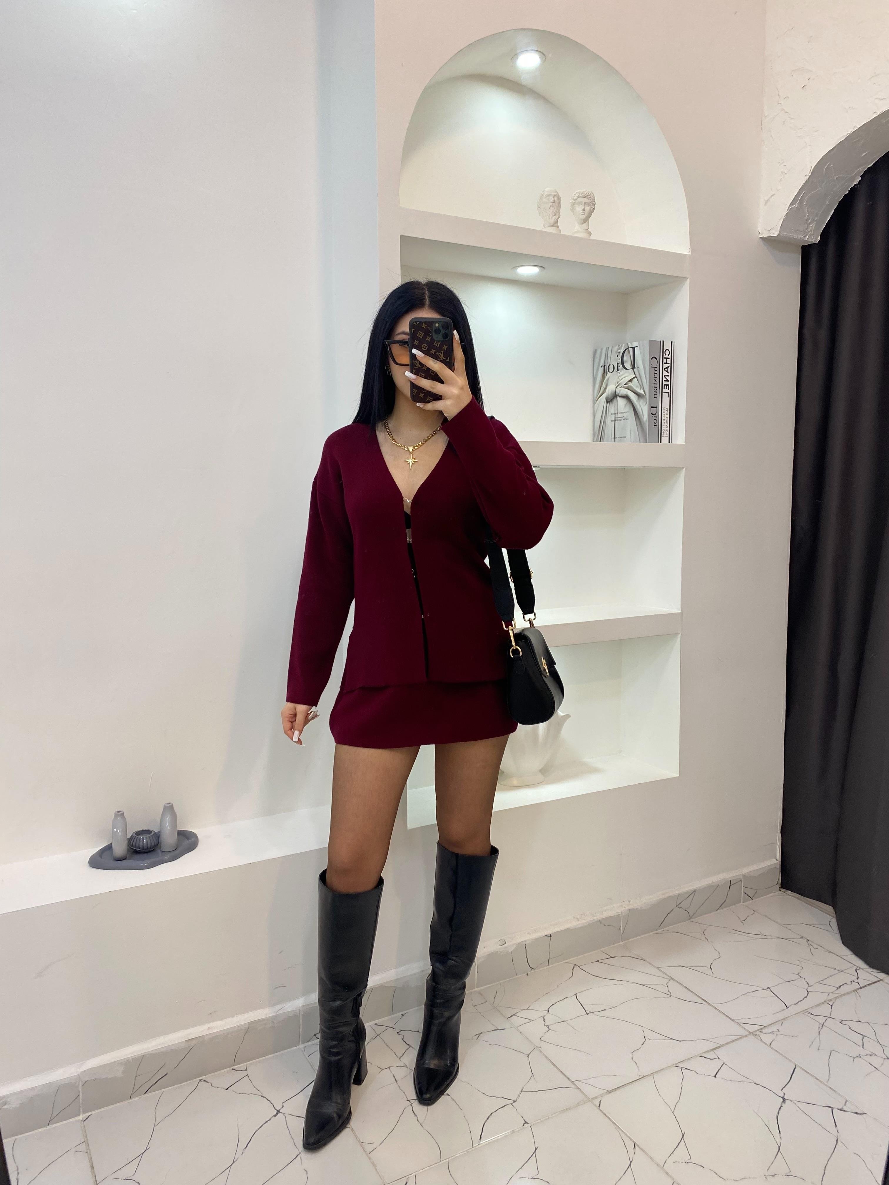 Bordo Triko Etekli Takım 