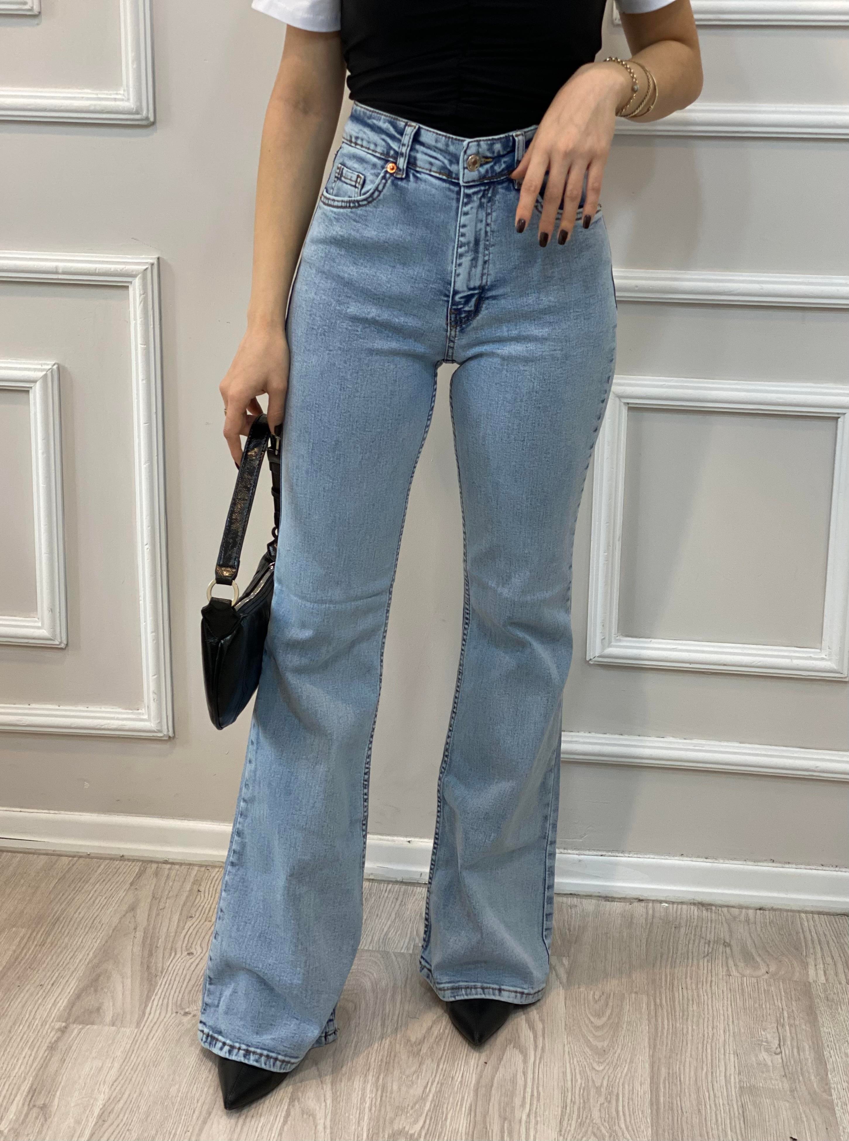 Buz Mavi İspanyol Paça Jean 