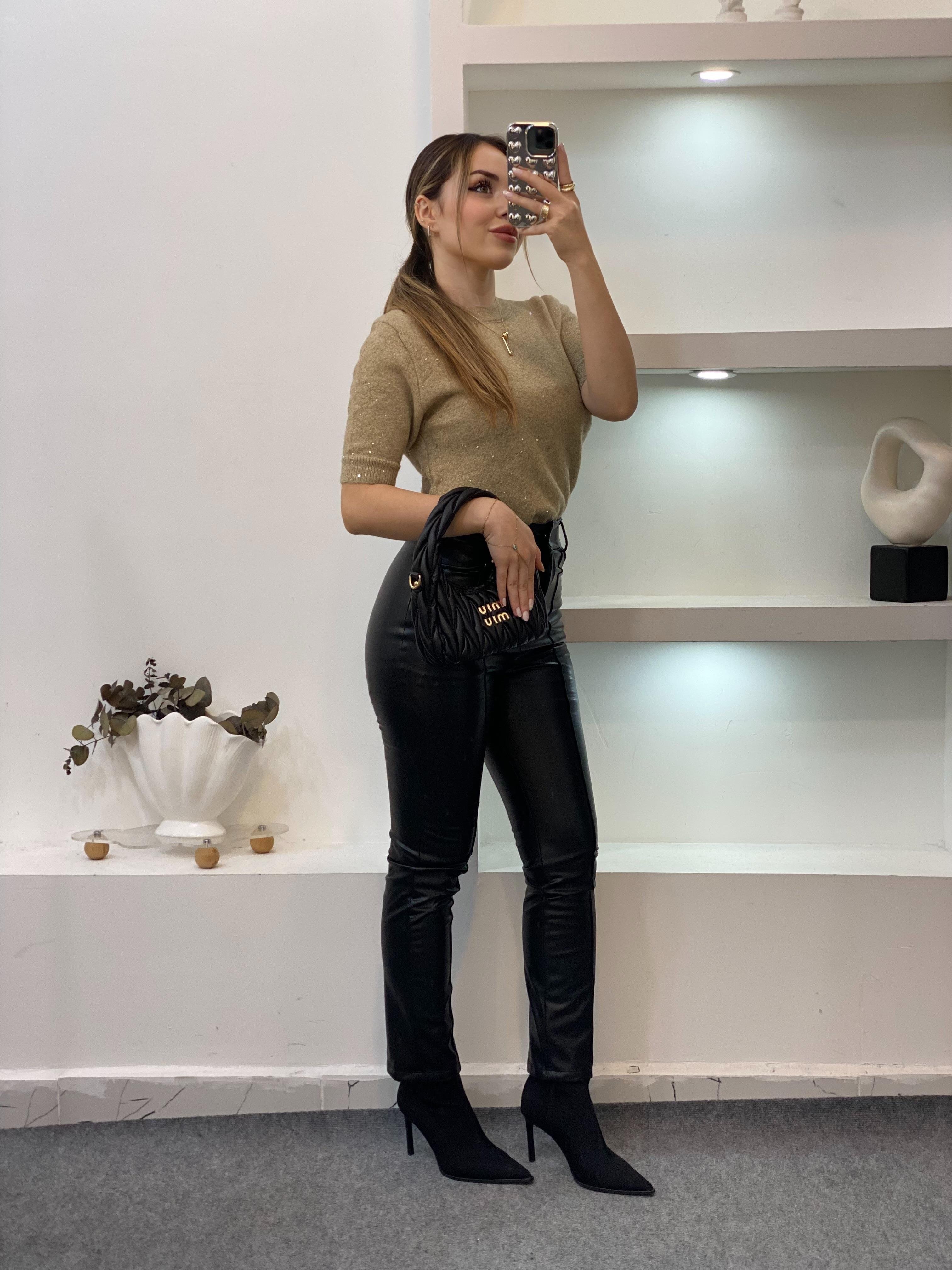 Camel Pul Detay Triko Kazak