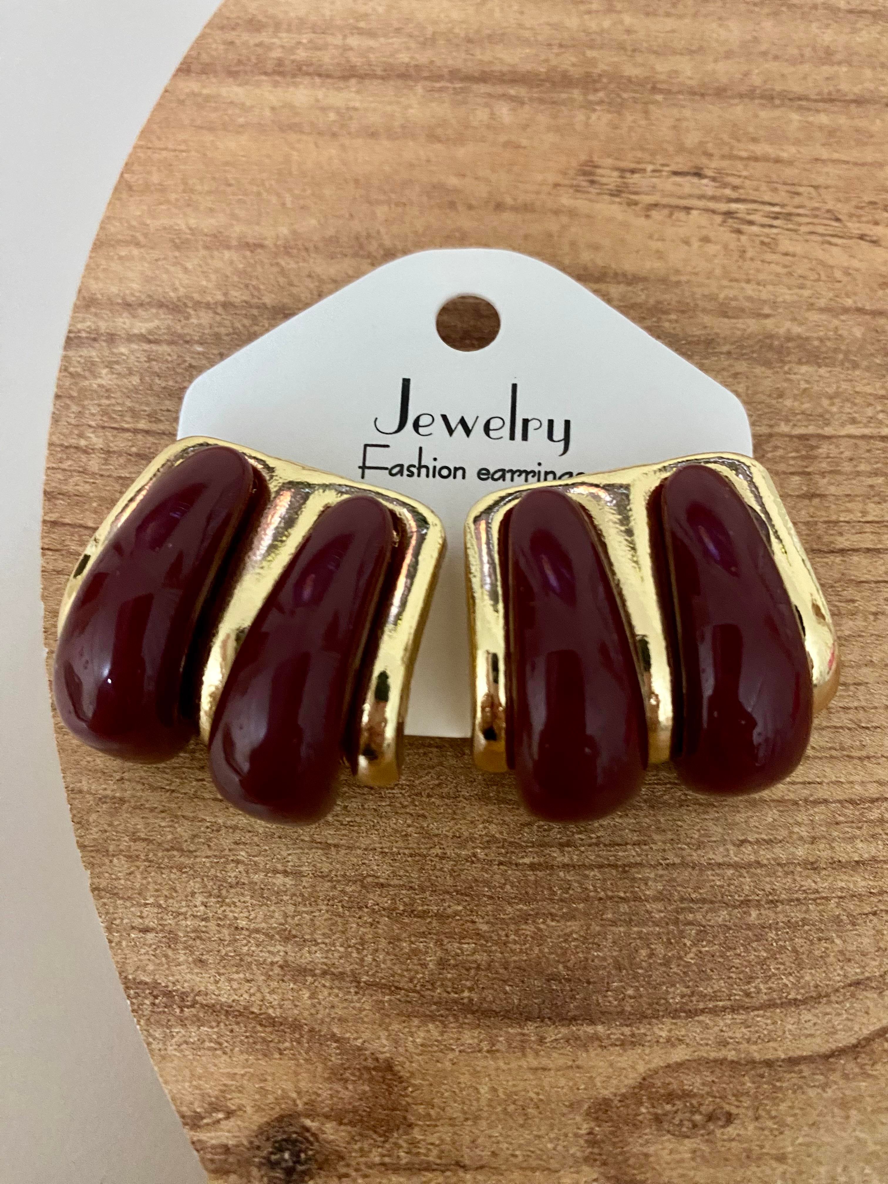 Gold Bordo Marka Model Küpe