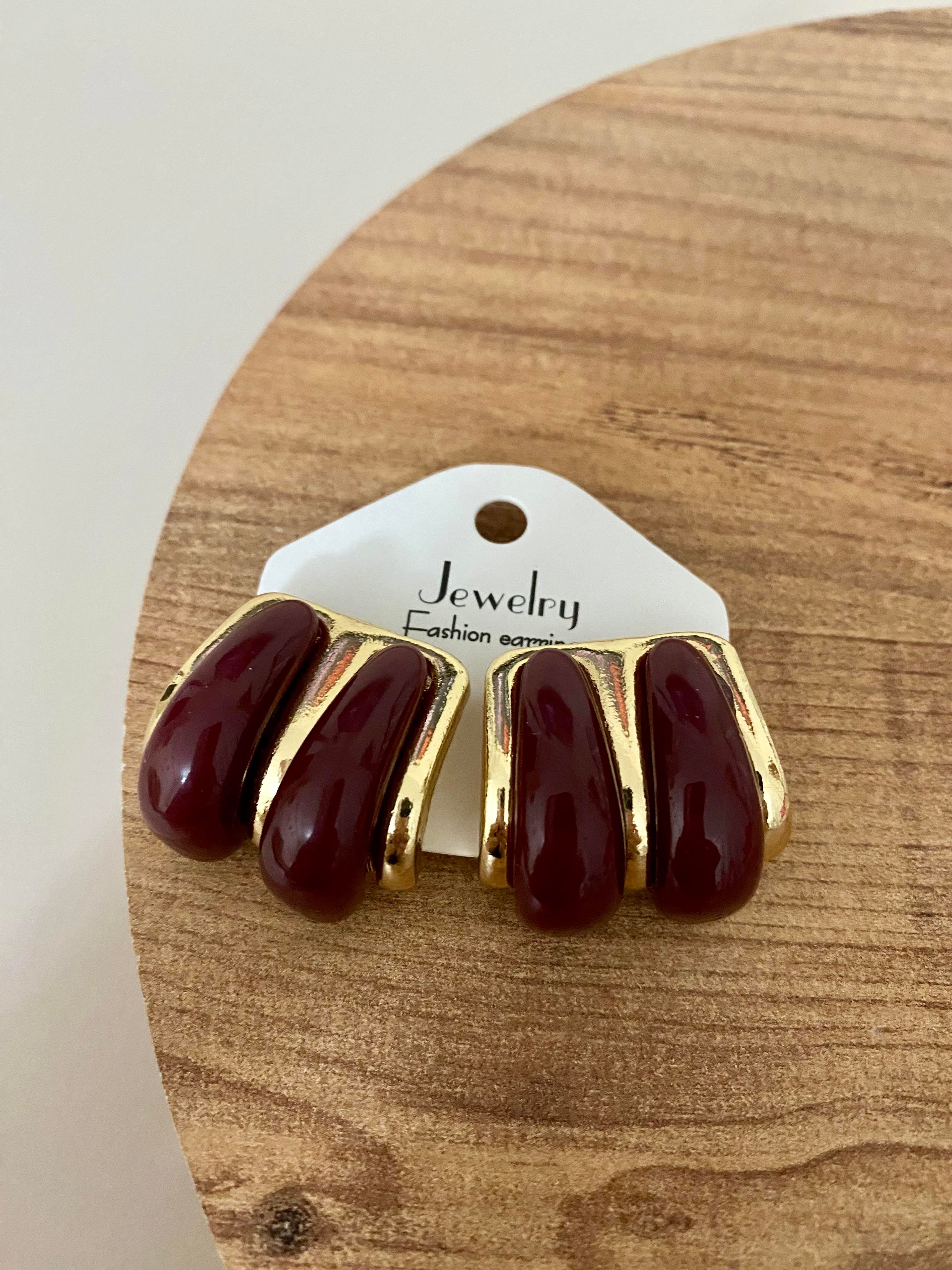 Gold Bordo Marka Model Küpe