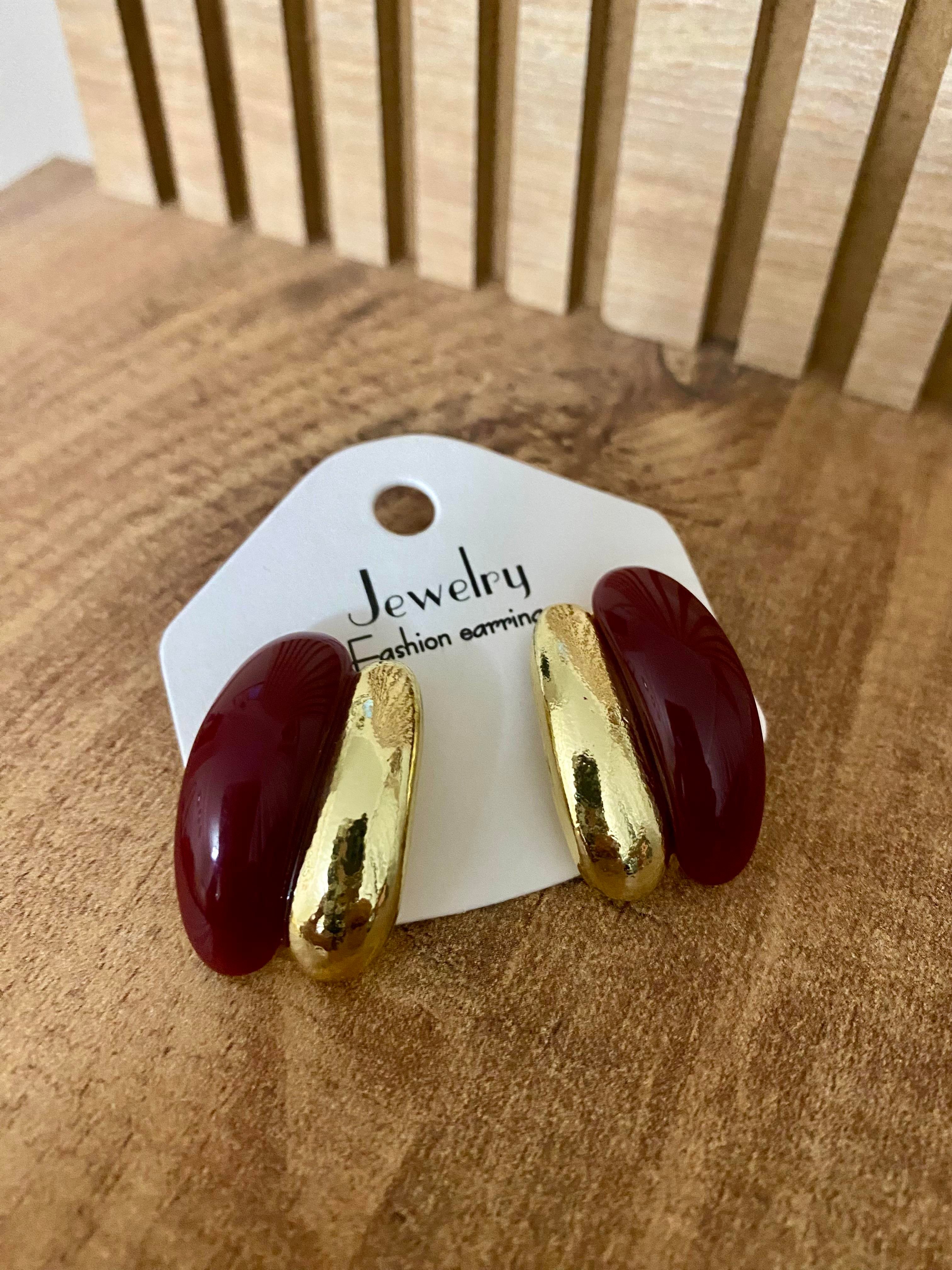 Gold Bordo Marka Model Küpe
