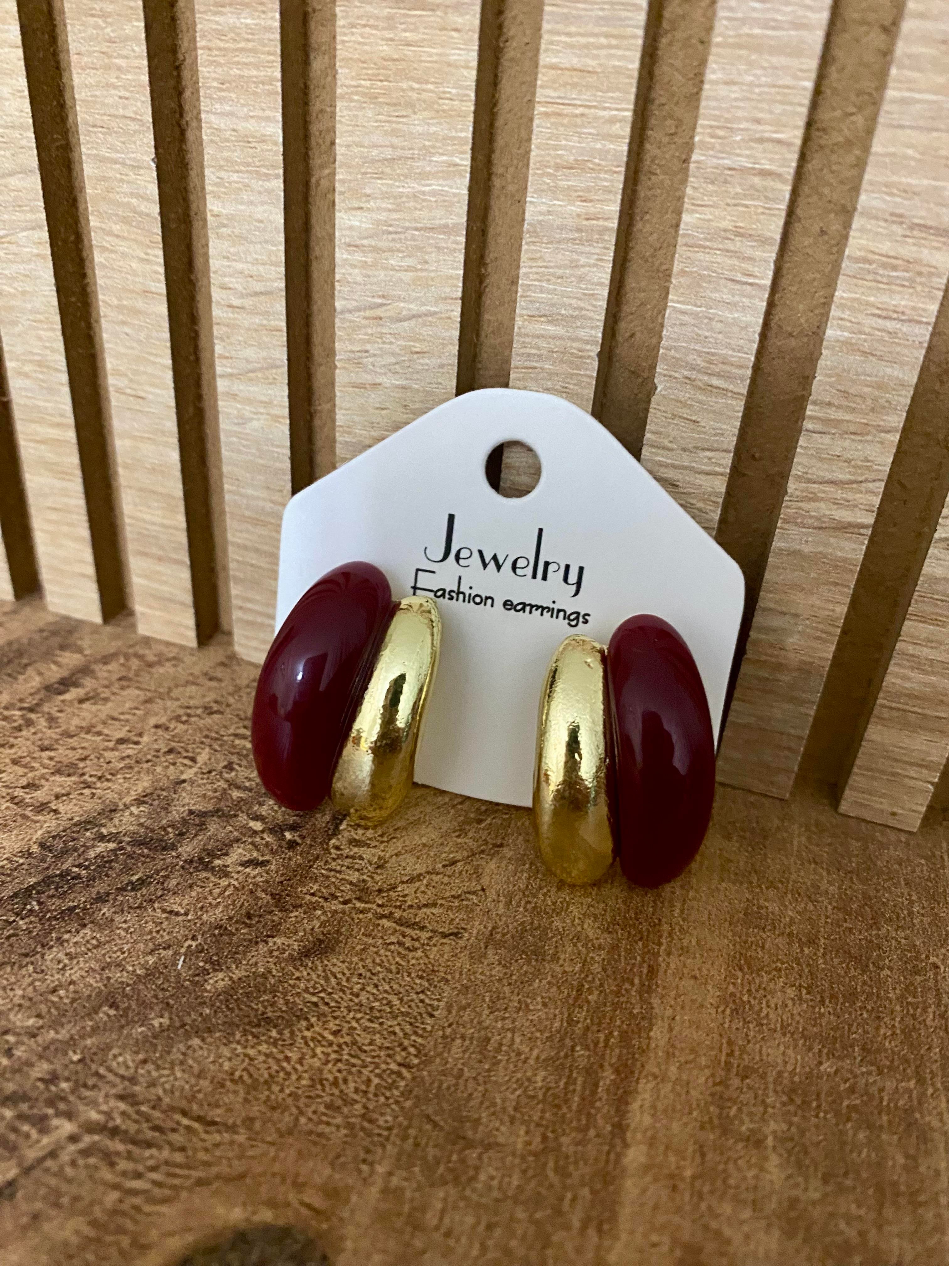 Gold Bordo Marka Model Küpe