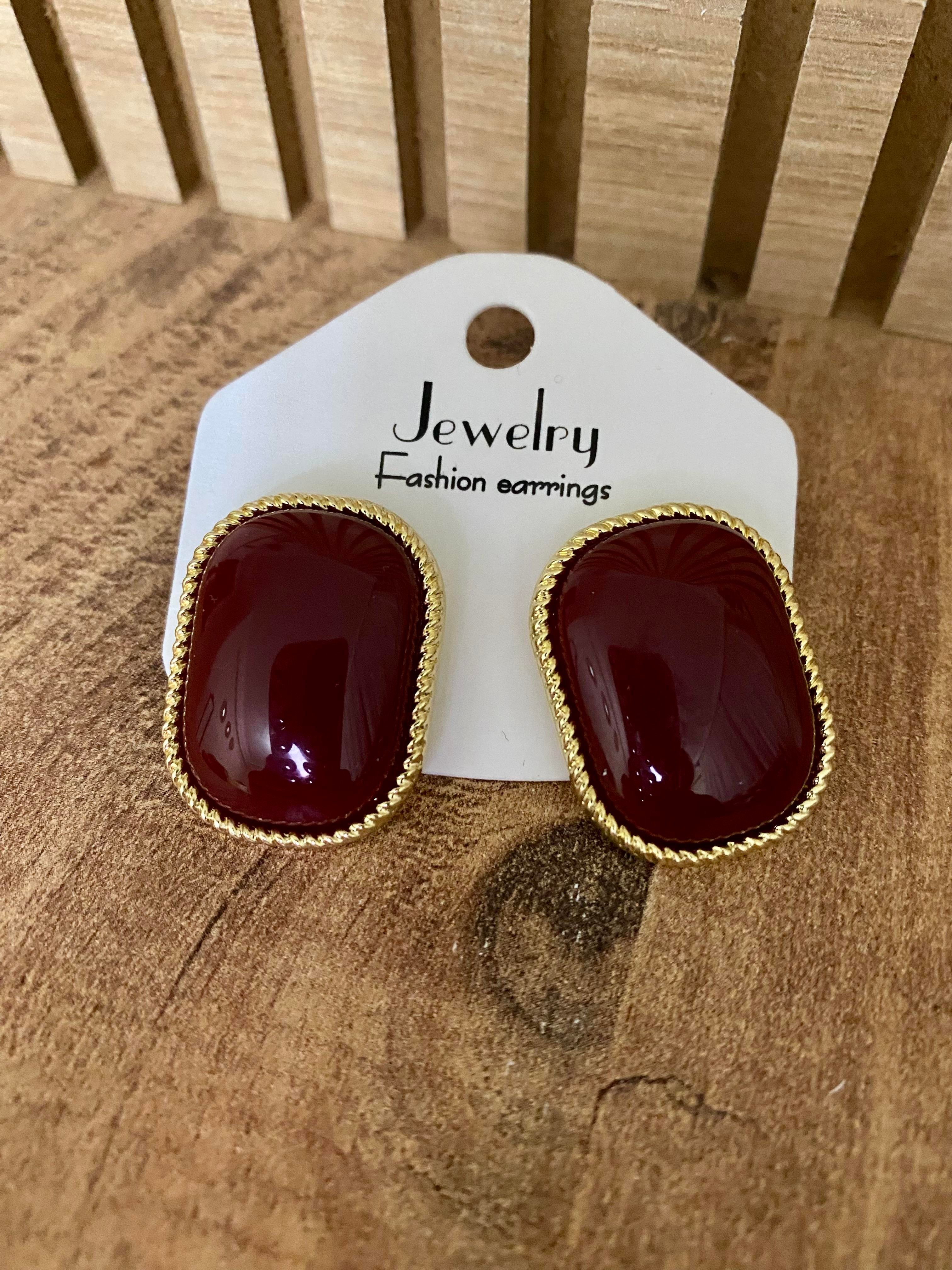 Gold Bordo Marka Model Küpe