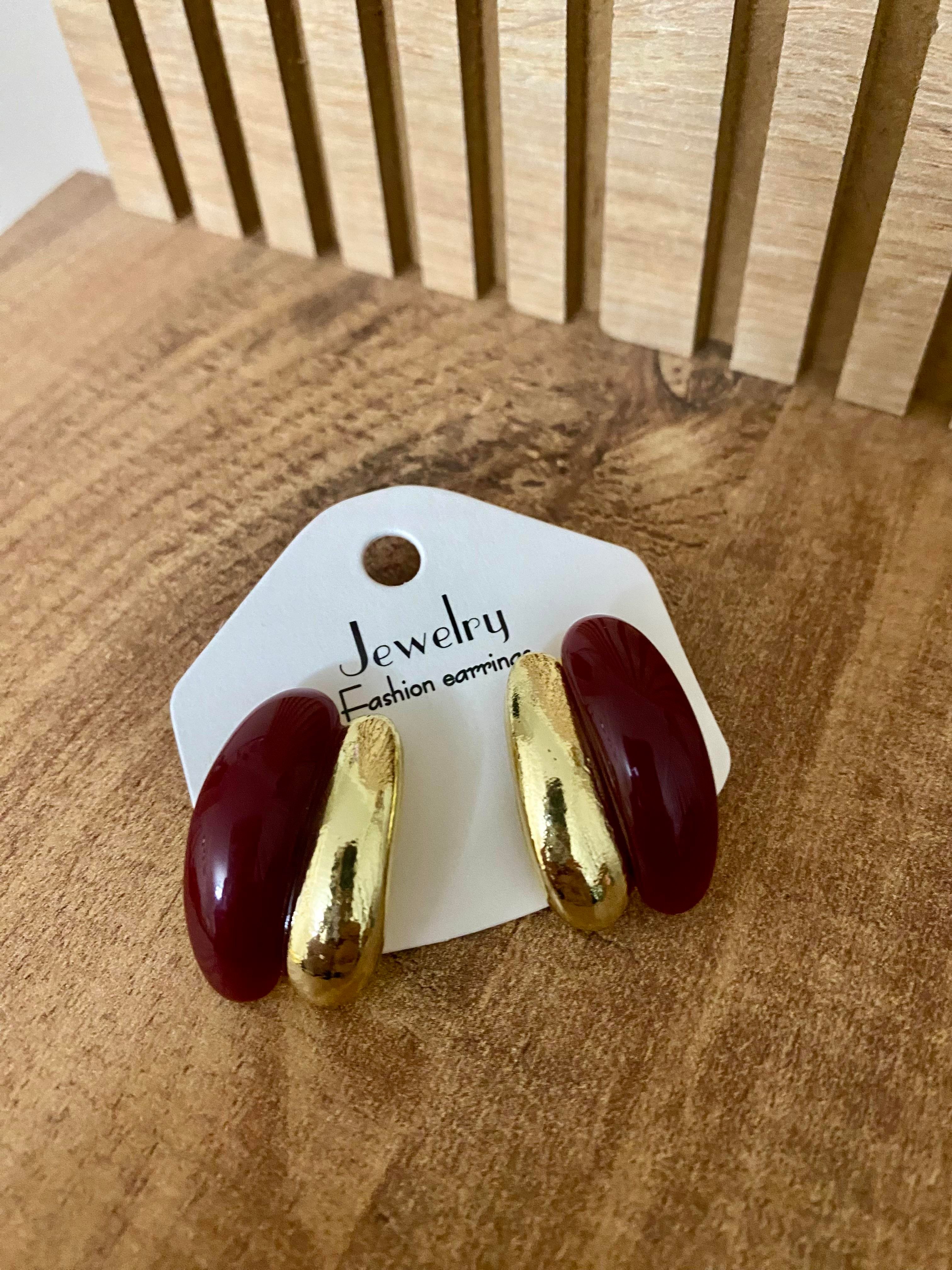 Gold Bordo Marka Model Küpe