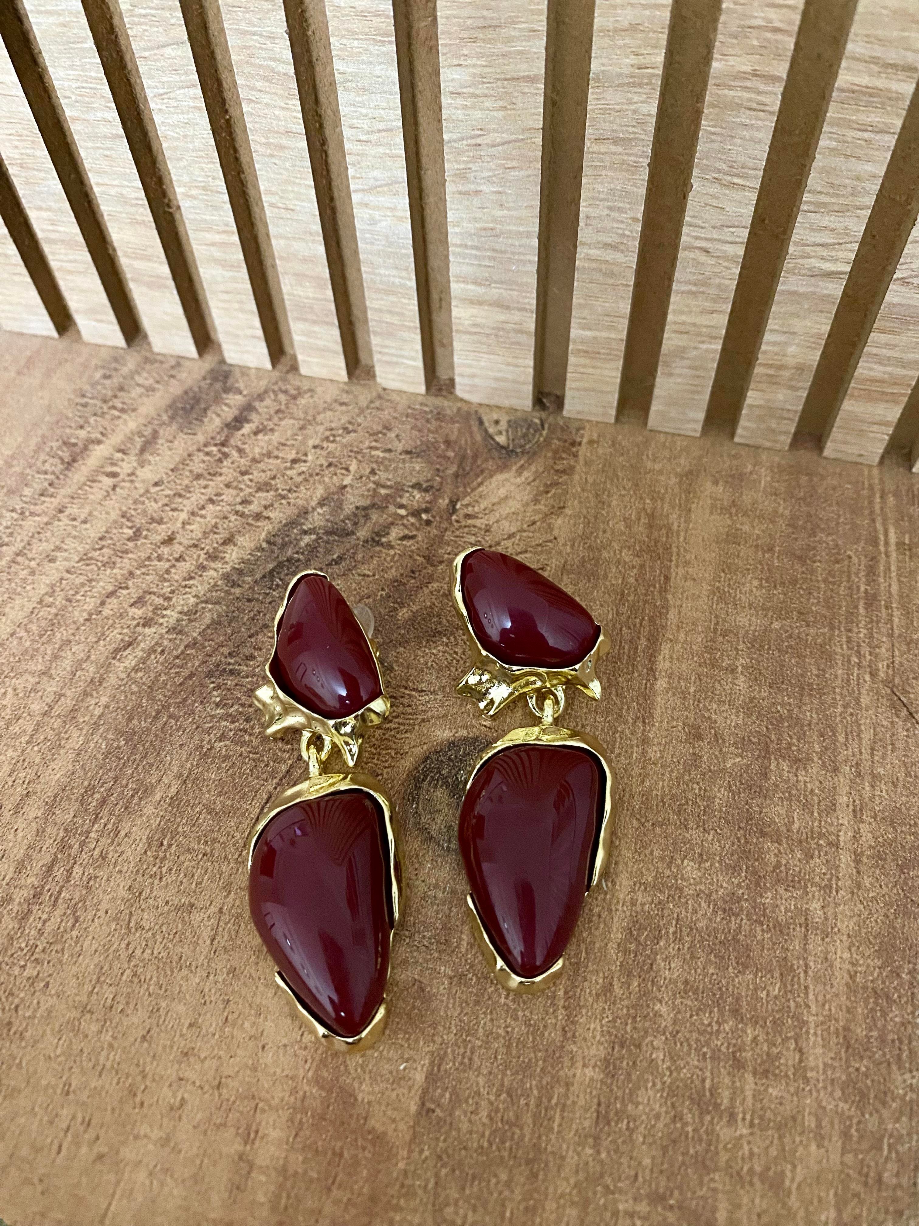 Gold Bordo Marka Model Küpe