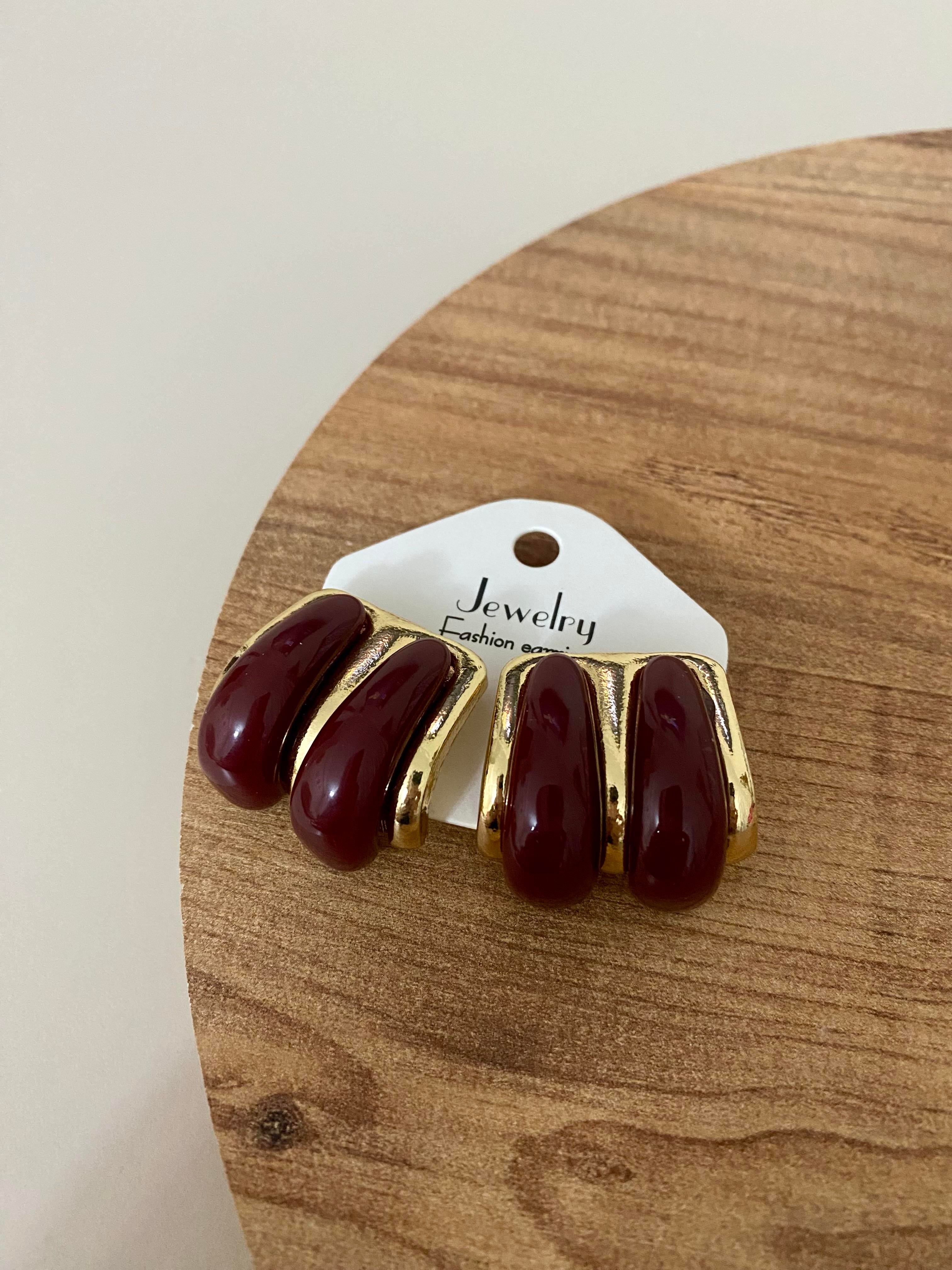 Gold Bordo Marka Model Küpe