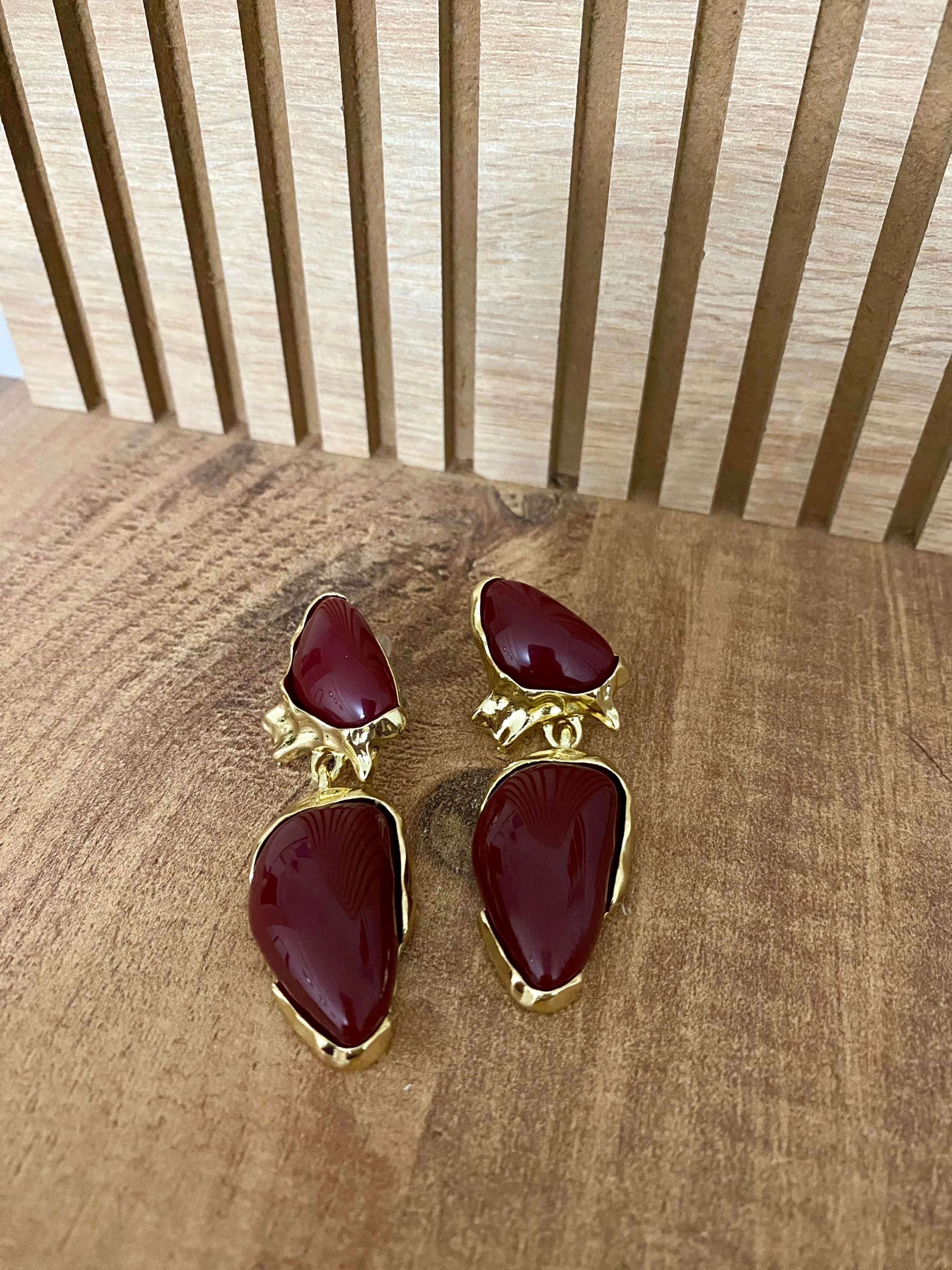 Gold Bordo Marka Model Küpe