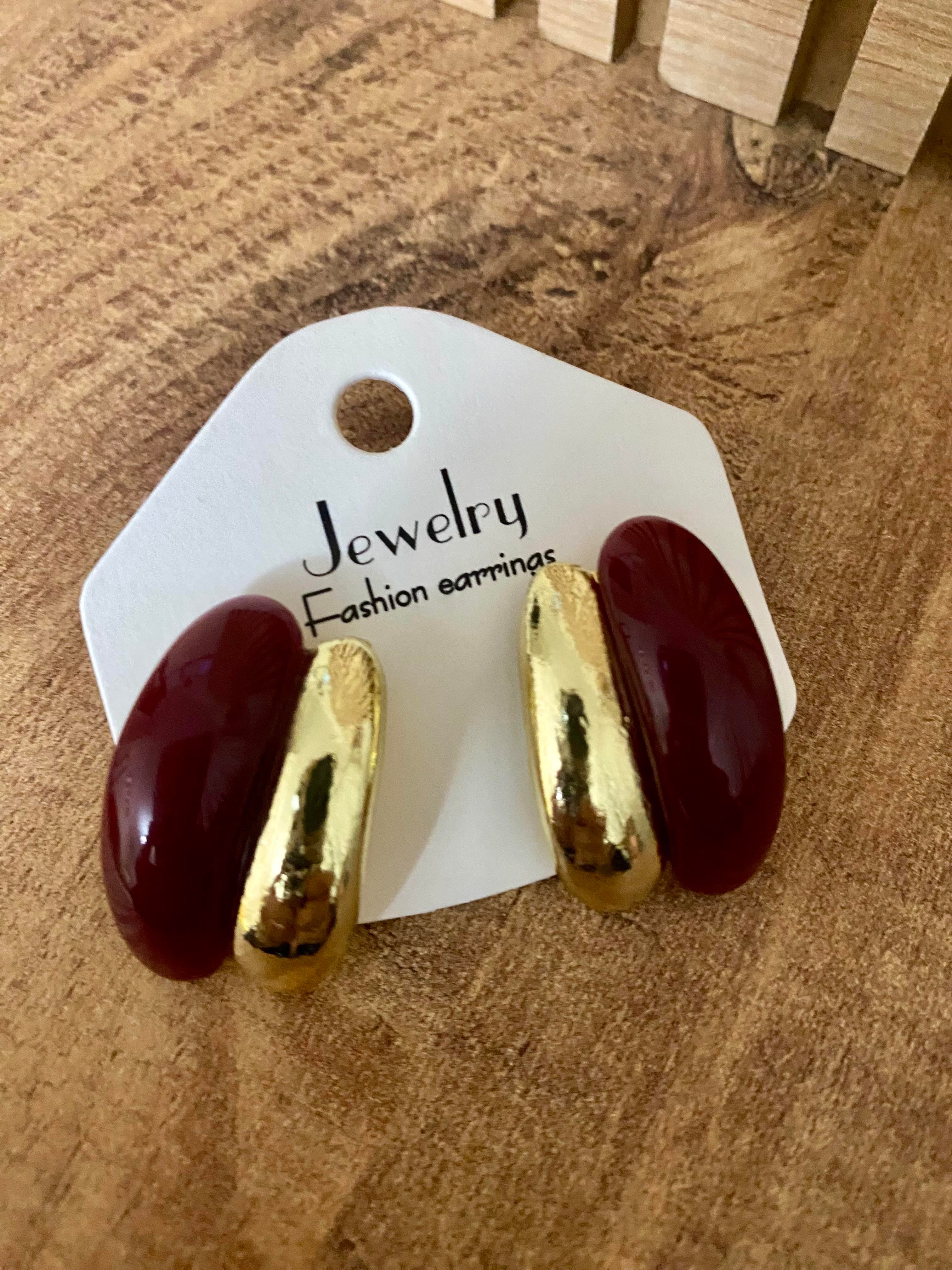 Gold Bordo Marka Model Küpe