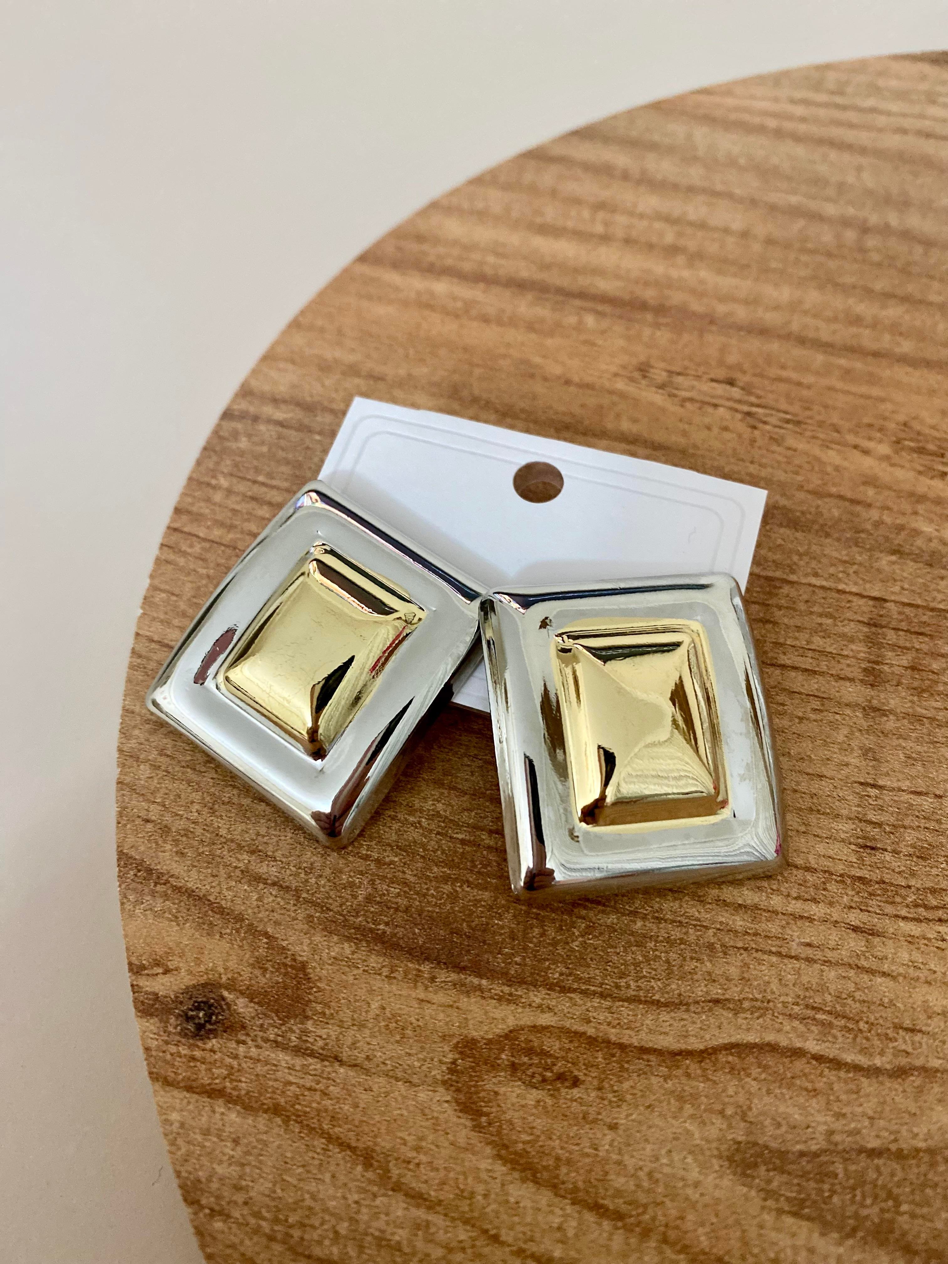 Gold Gümüş Plaka Küpe 