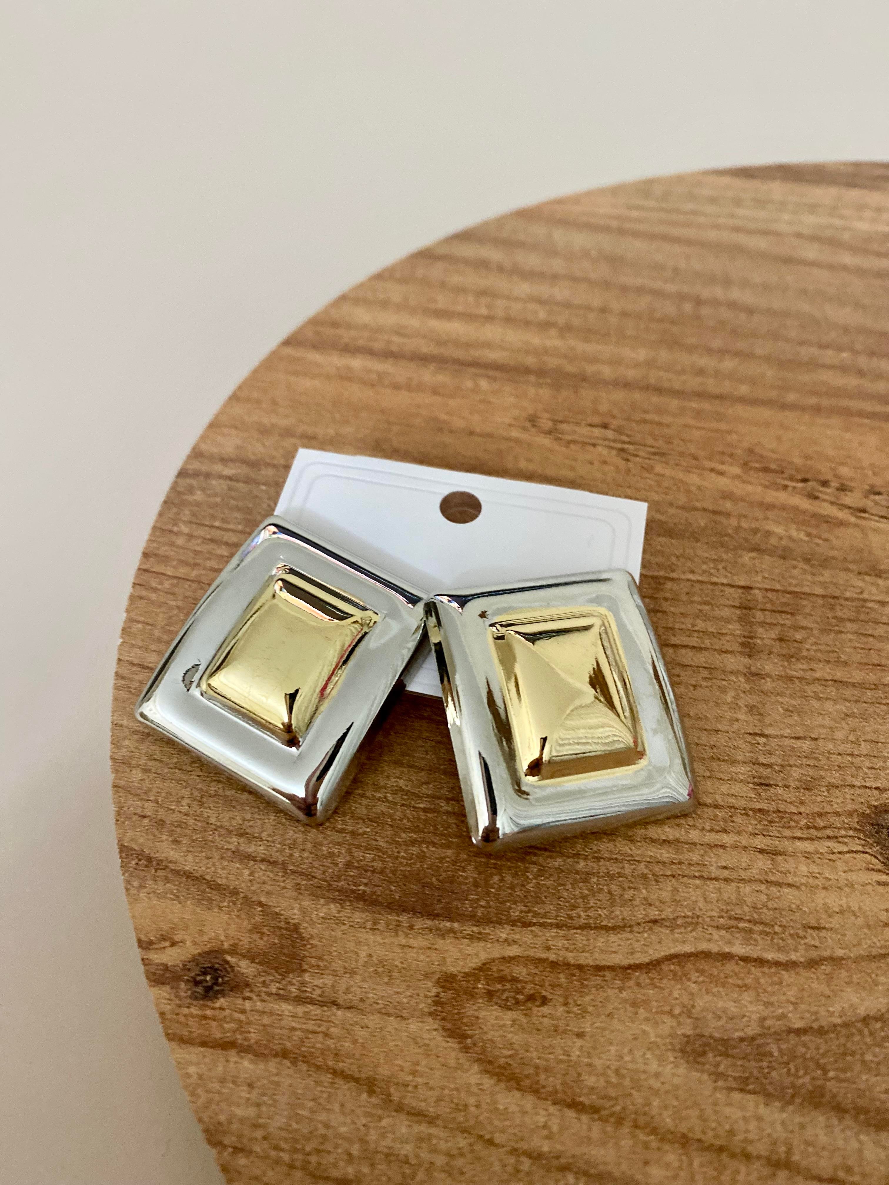 Gold Gümüş Plaka Küpe 