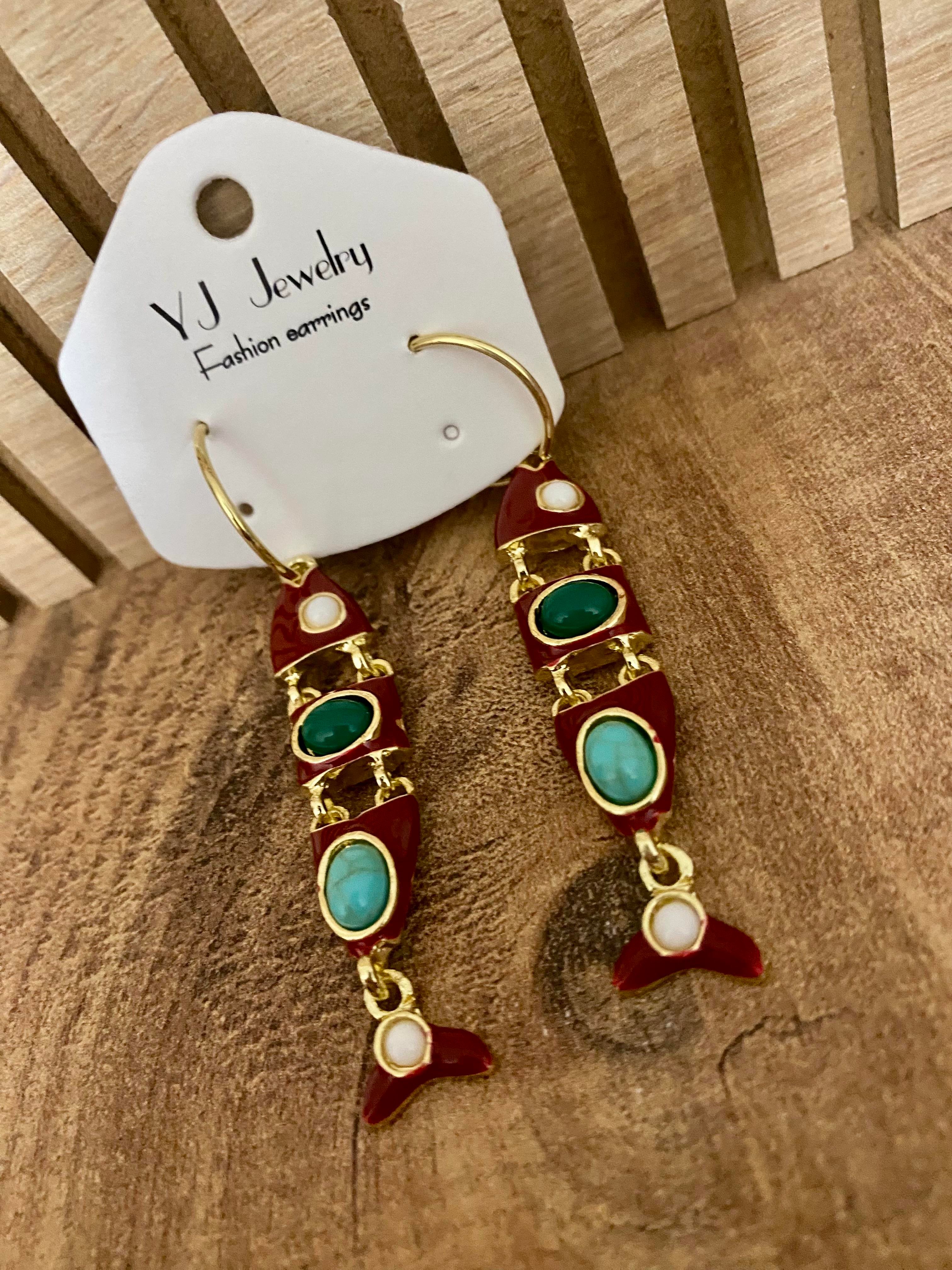 Gold Renkli Otantik Balık Model Küpe