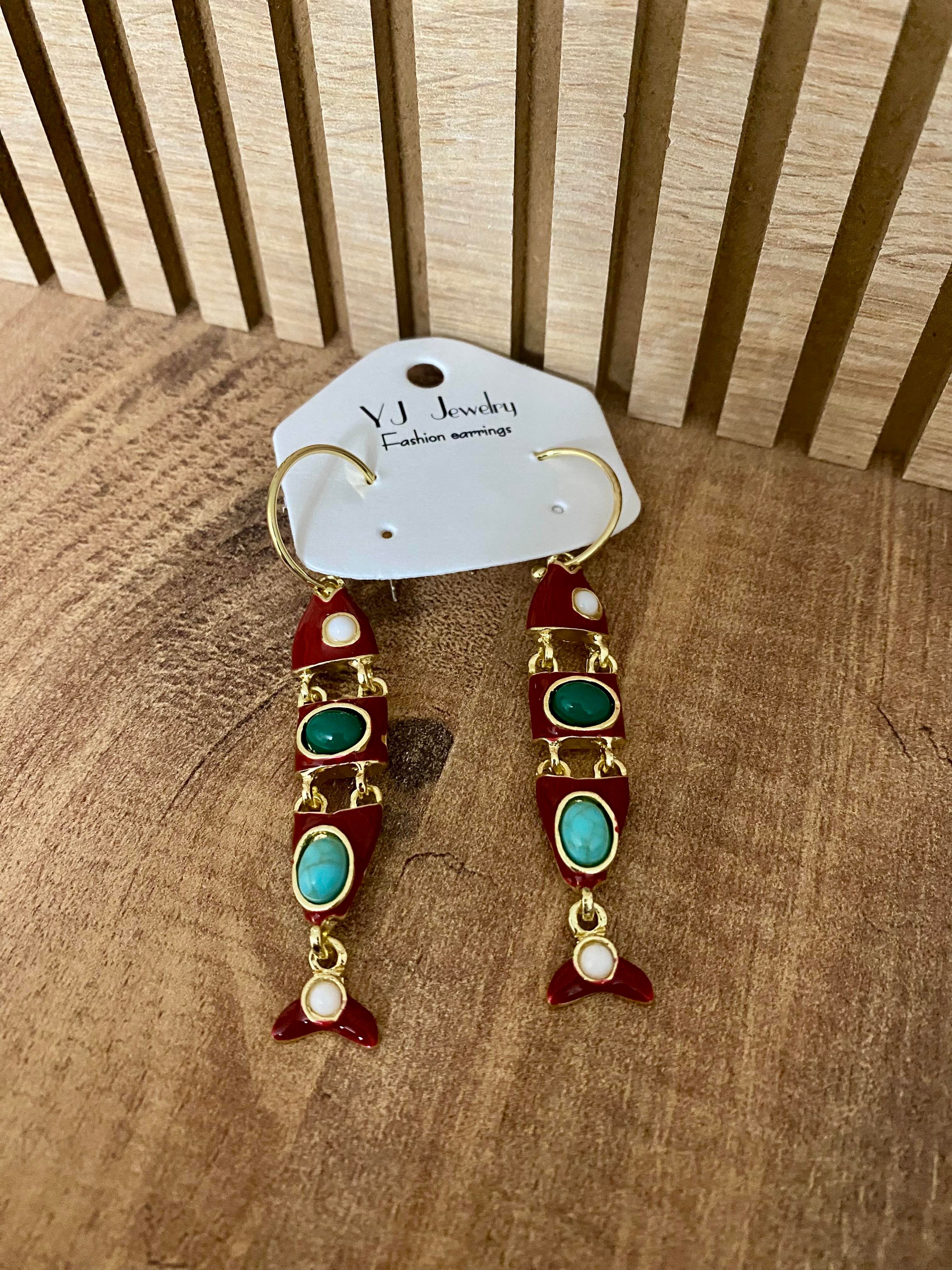 Gold Renkli Otantik Balık Model Küpe