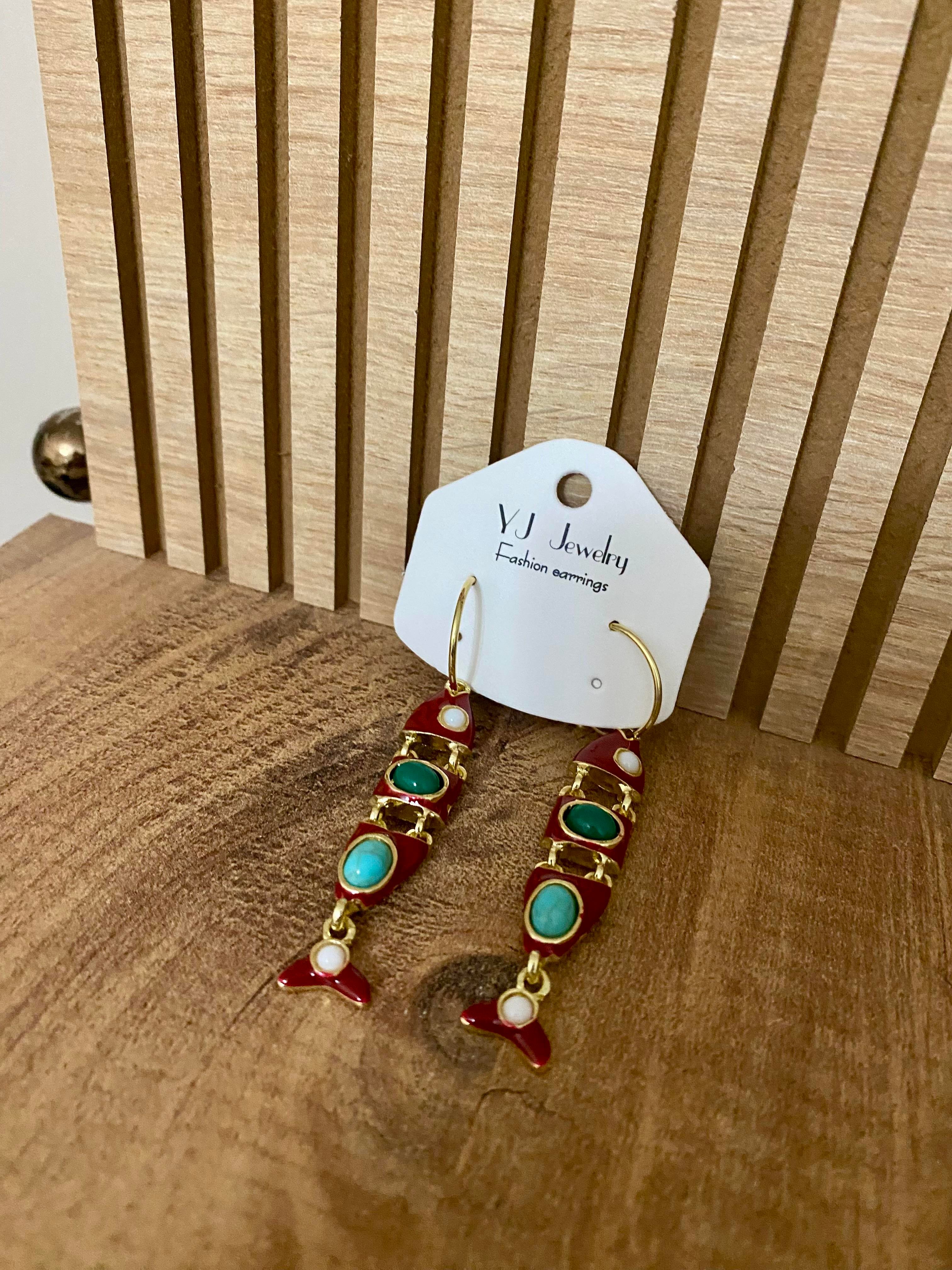 Gold Renkli Otantik Balık Model Küpe