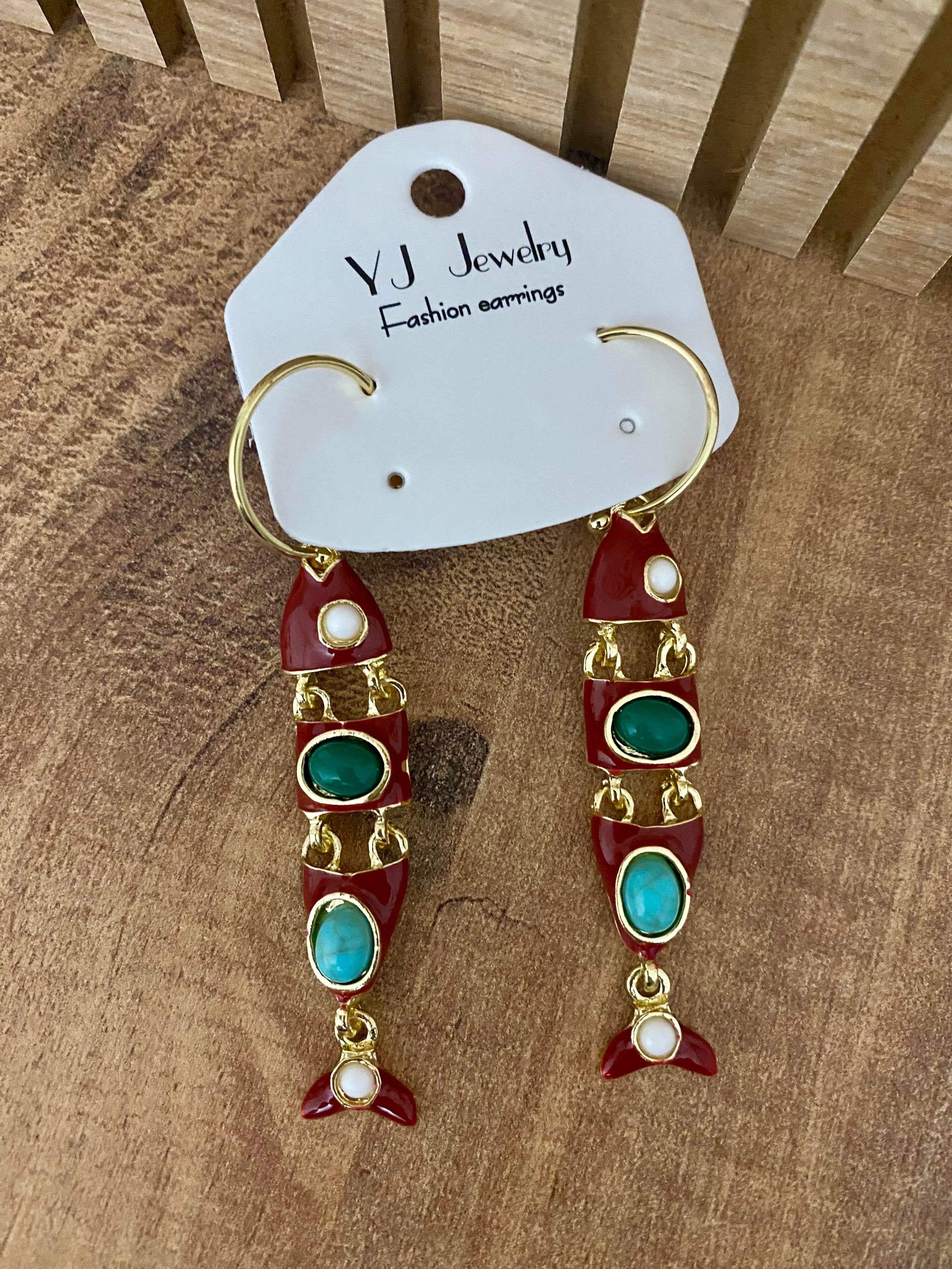 Gold Renkli Otantik Balık Model Küpe
