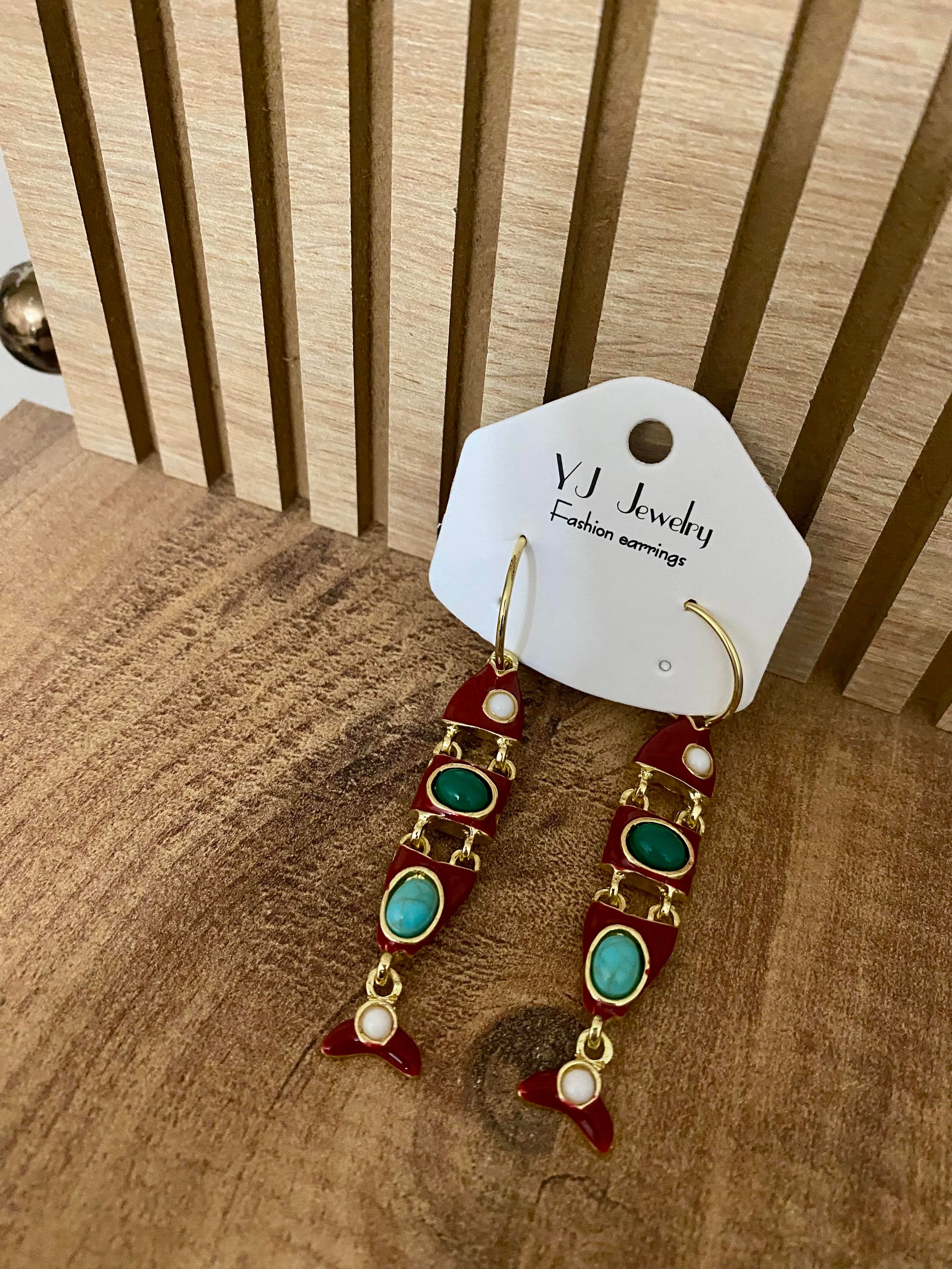 Gold Renkli Otantik Balık Model Küpe