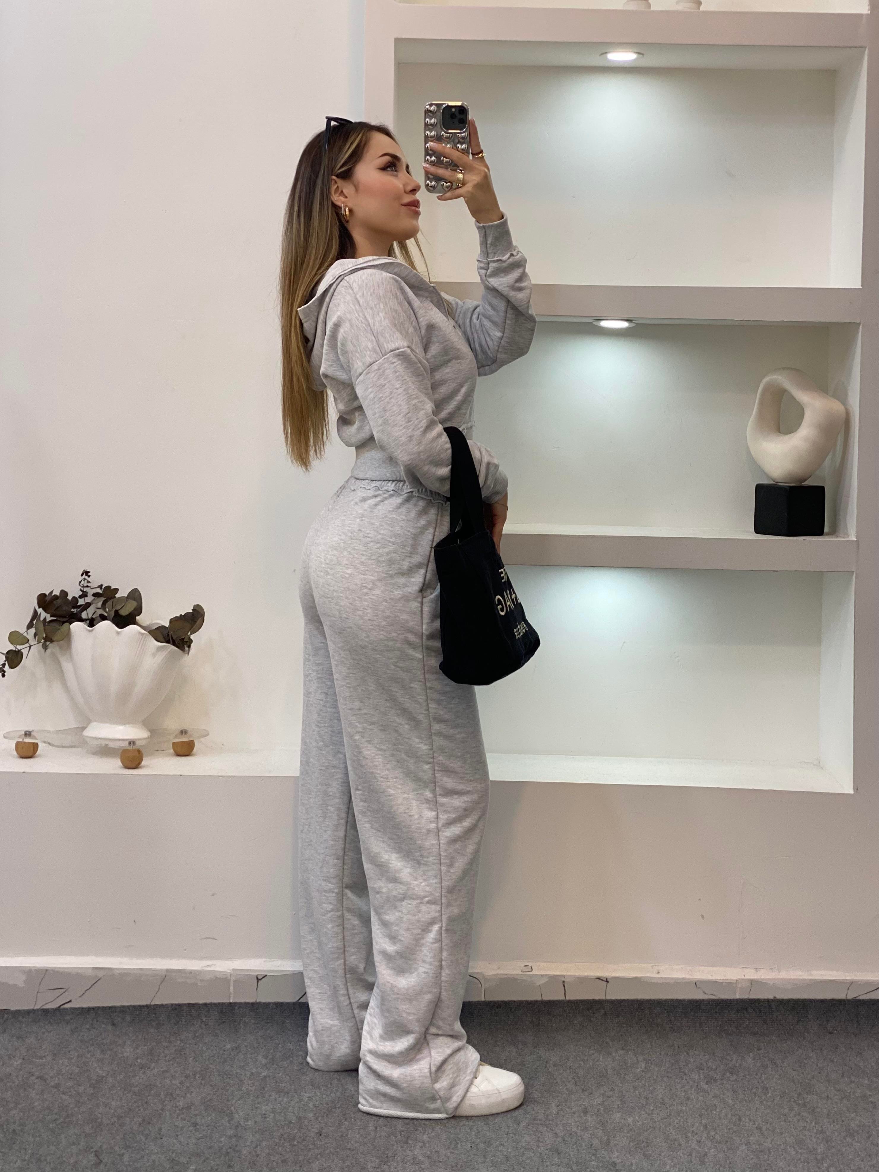 Gri Kapşonlu Model Eşofman Takım