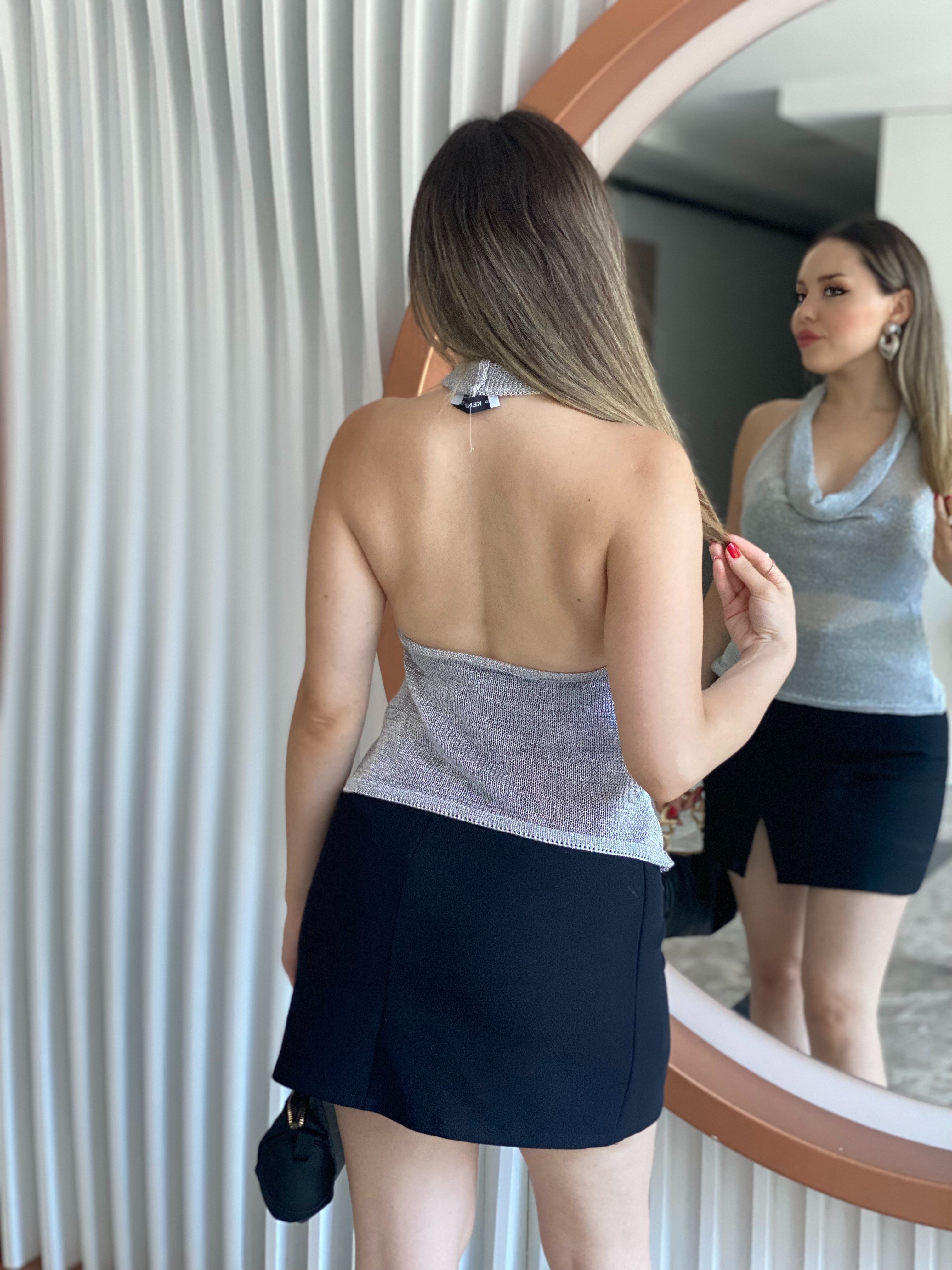 Gümüş Simli Degaje Bluz