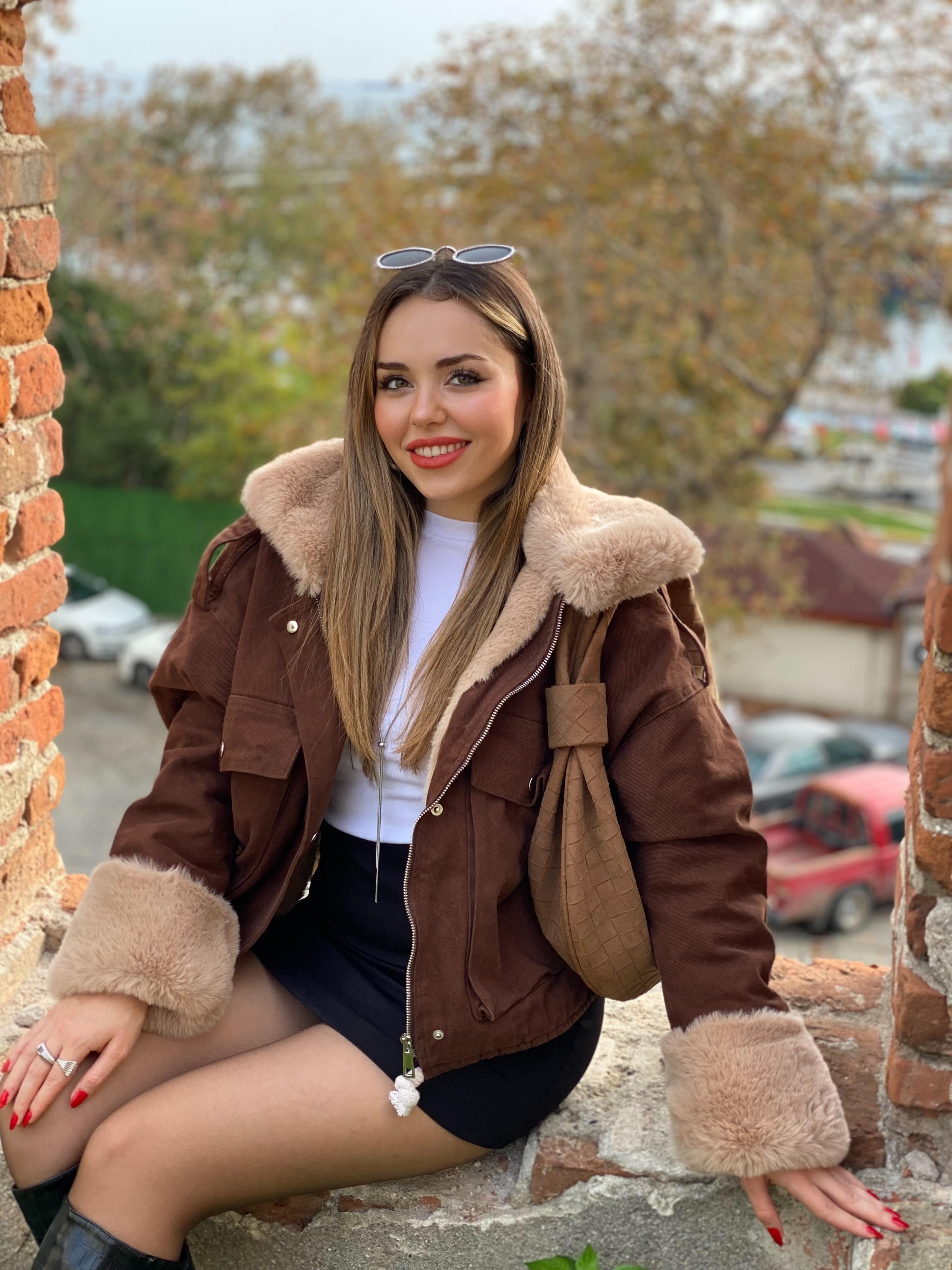 Kahve Bej İçi Full Kürklü Kot Mont