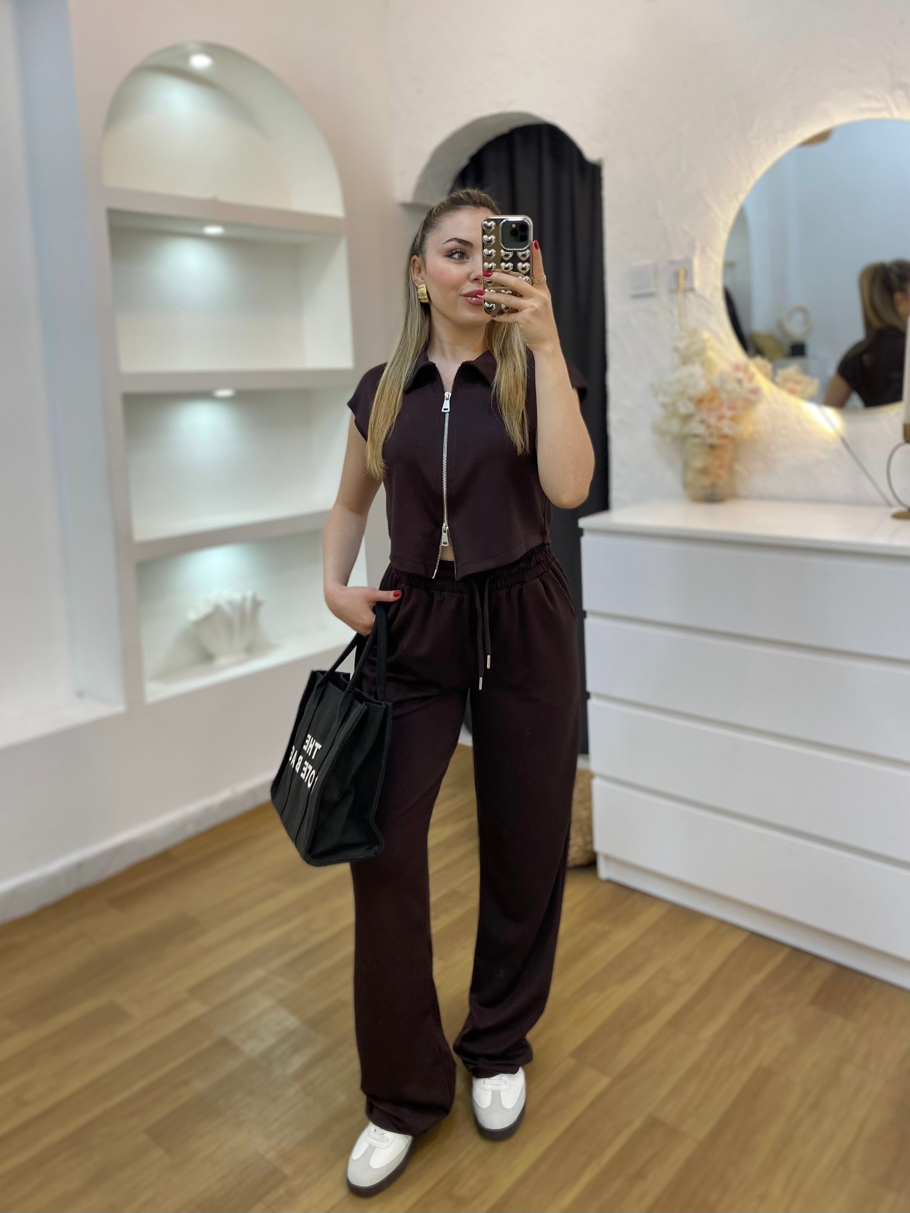 Kahve Fermuarlı Model Modal Takım