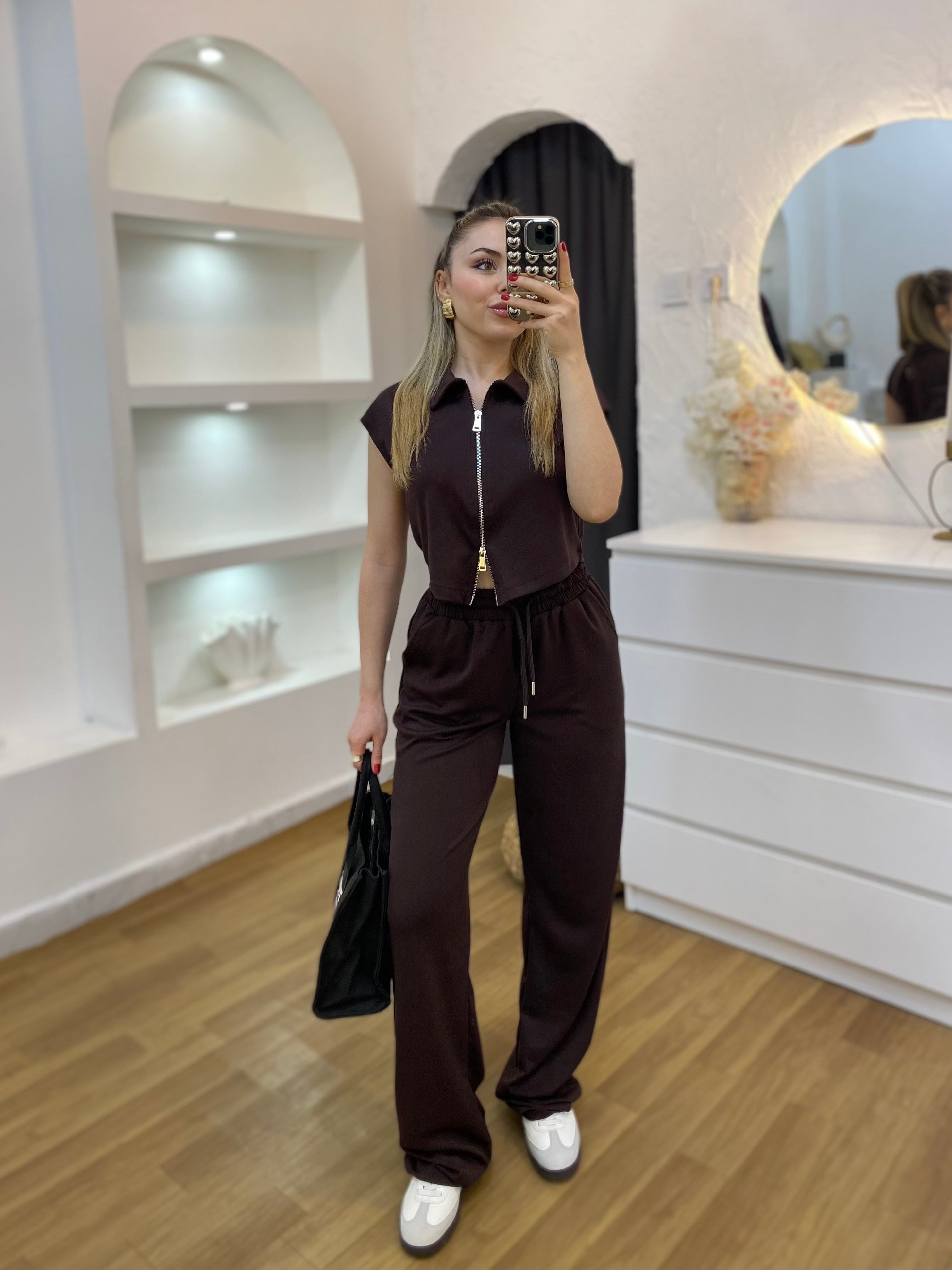 Kahve Fermuarlı Model Modal Takım