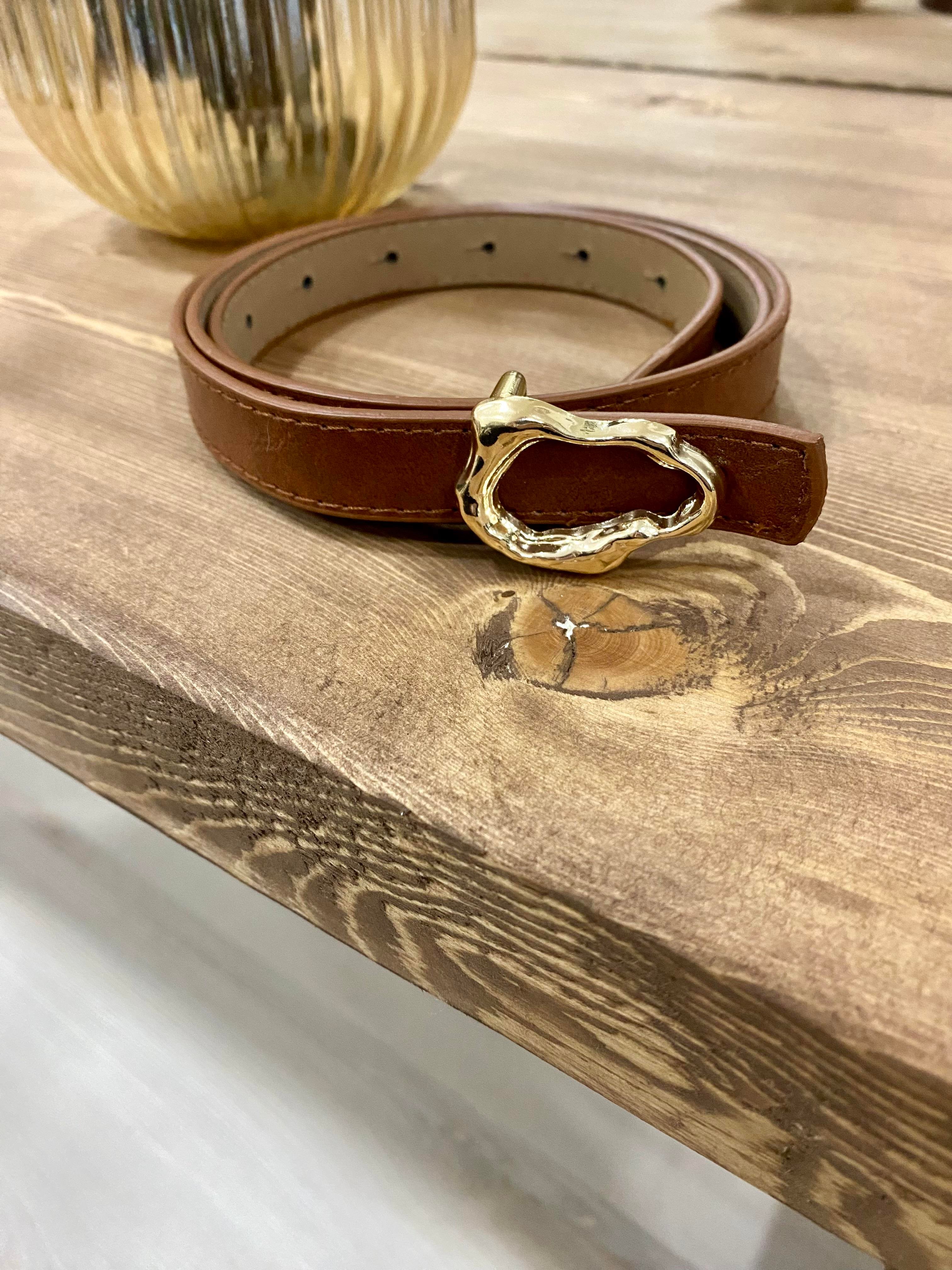Kahve Oval Gold Tokalı Kemer