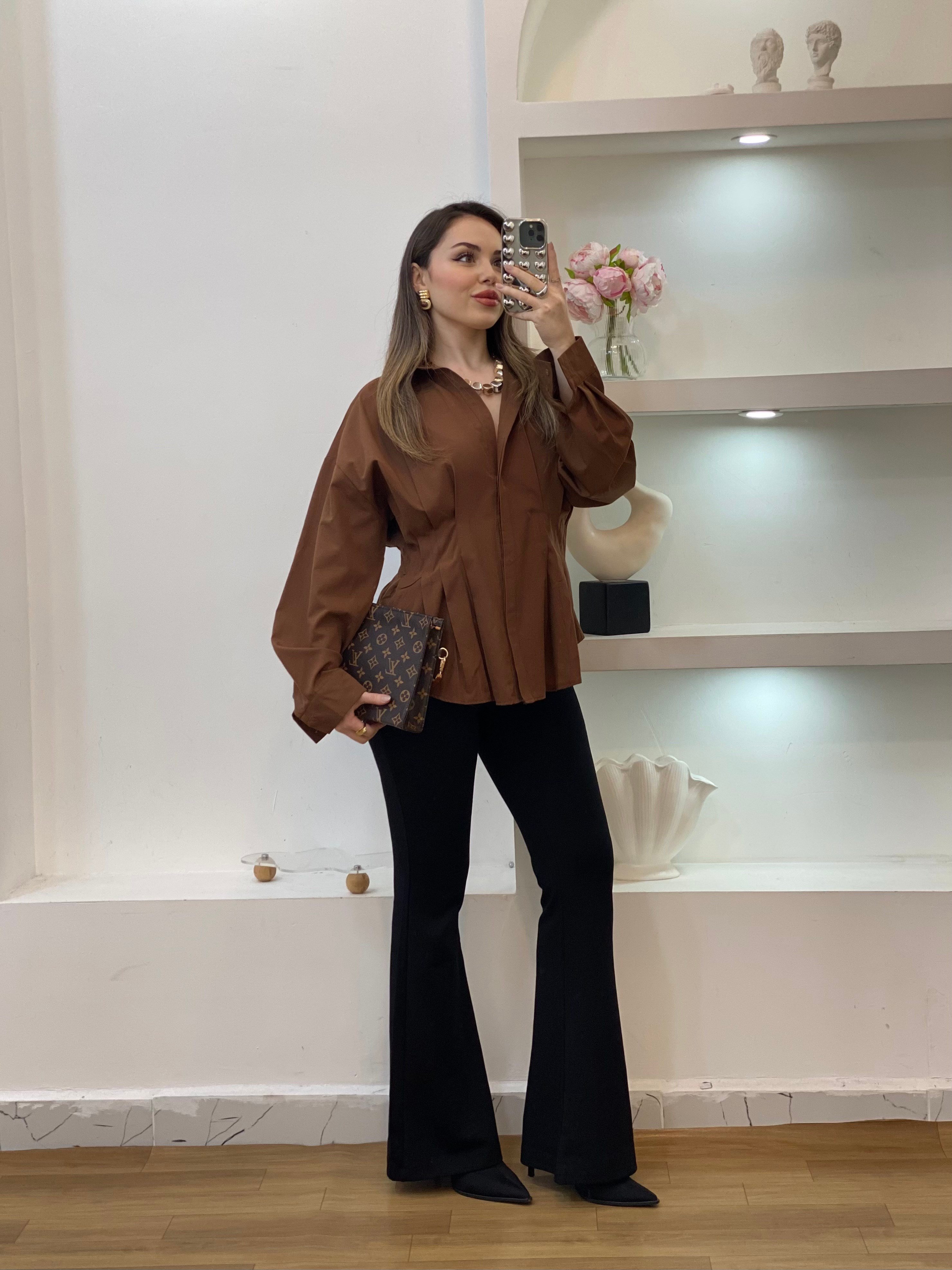 Kahve Piliseli Model Gömlek 