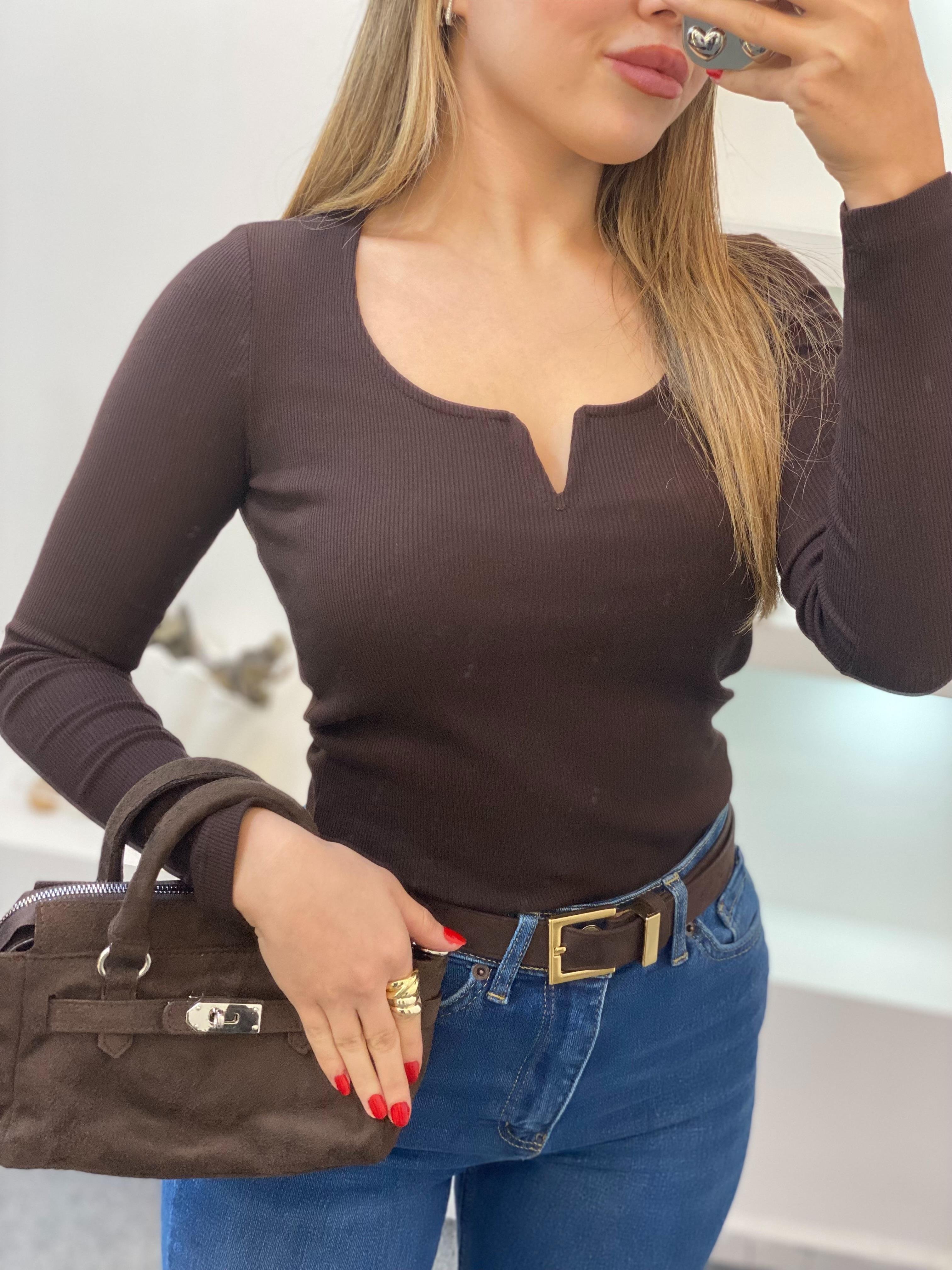 Kahve V Model Fitilli Basic Bluz