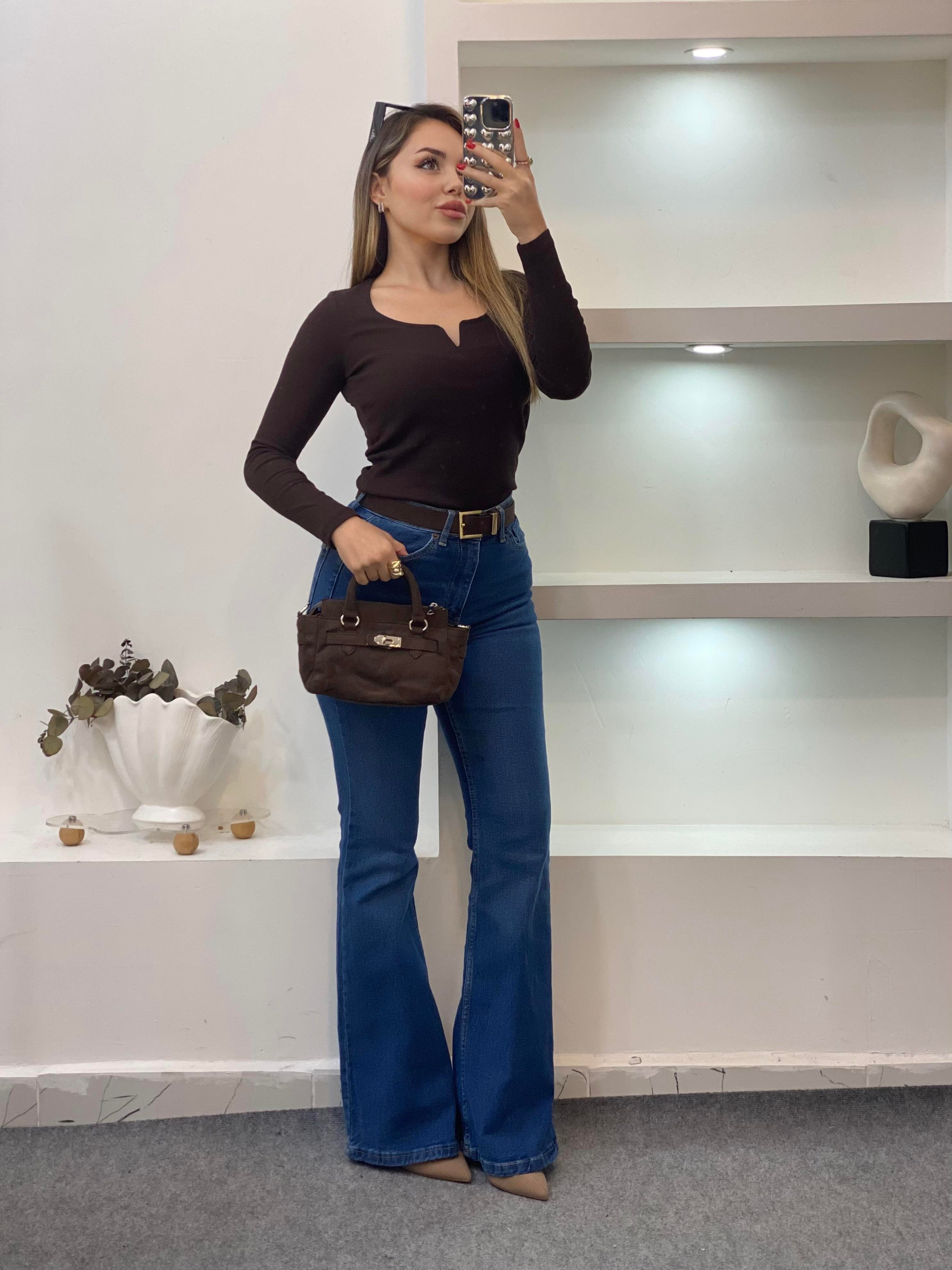 Kahve V Model Fitilli Basic Bluz