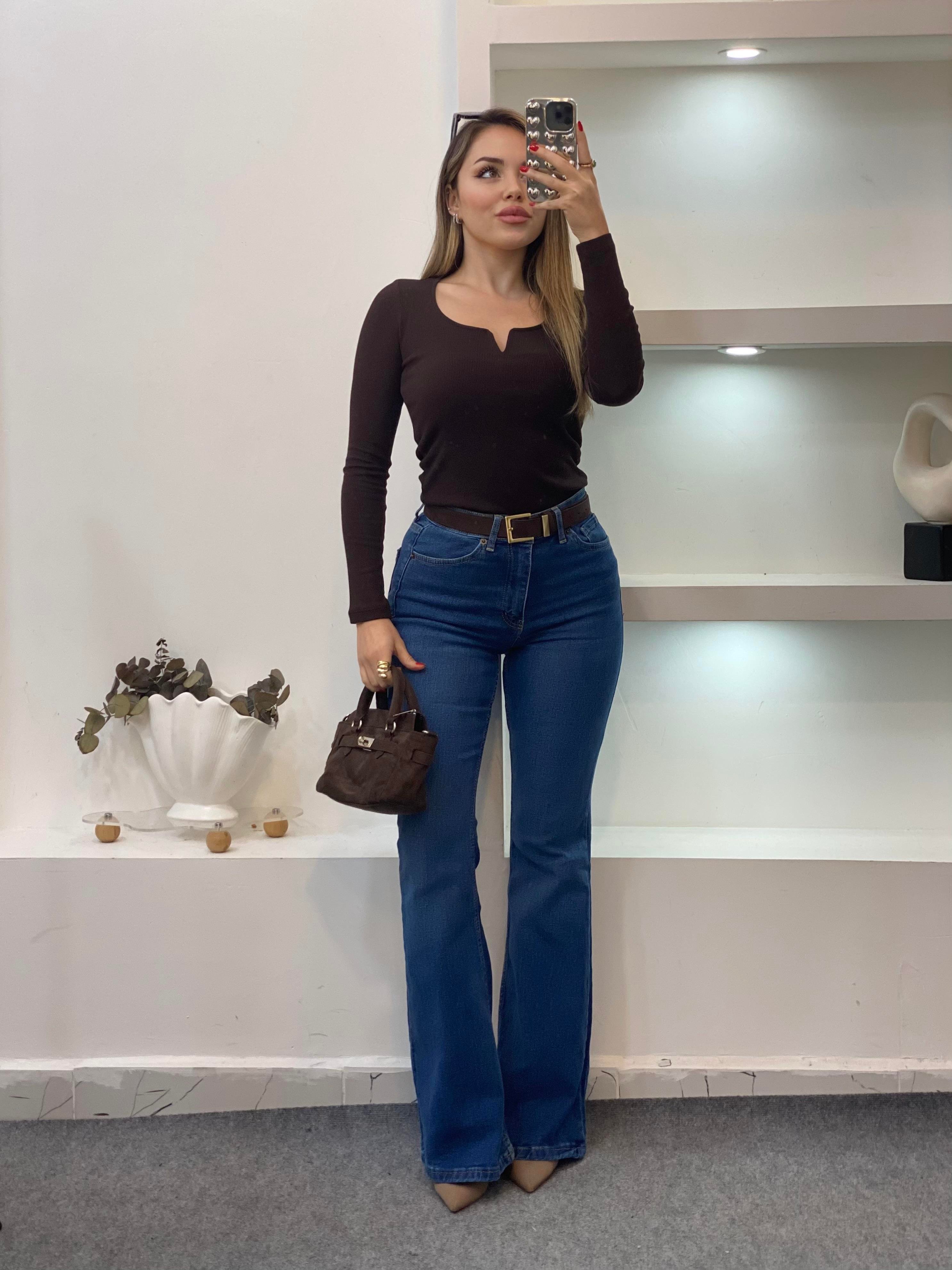 Kahve V Model Fitilli Basic Bluz