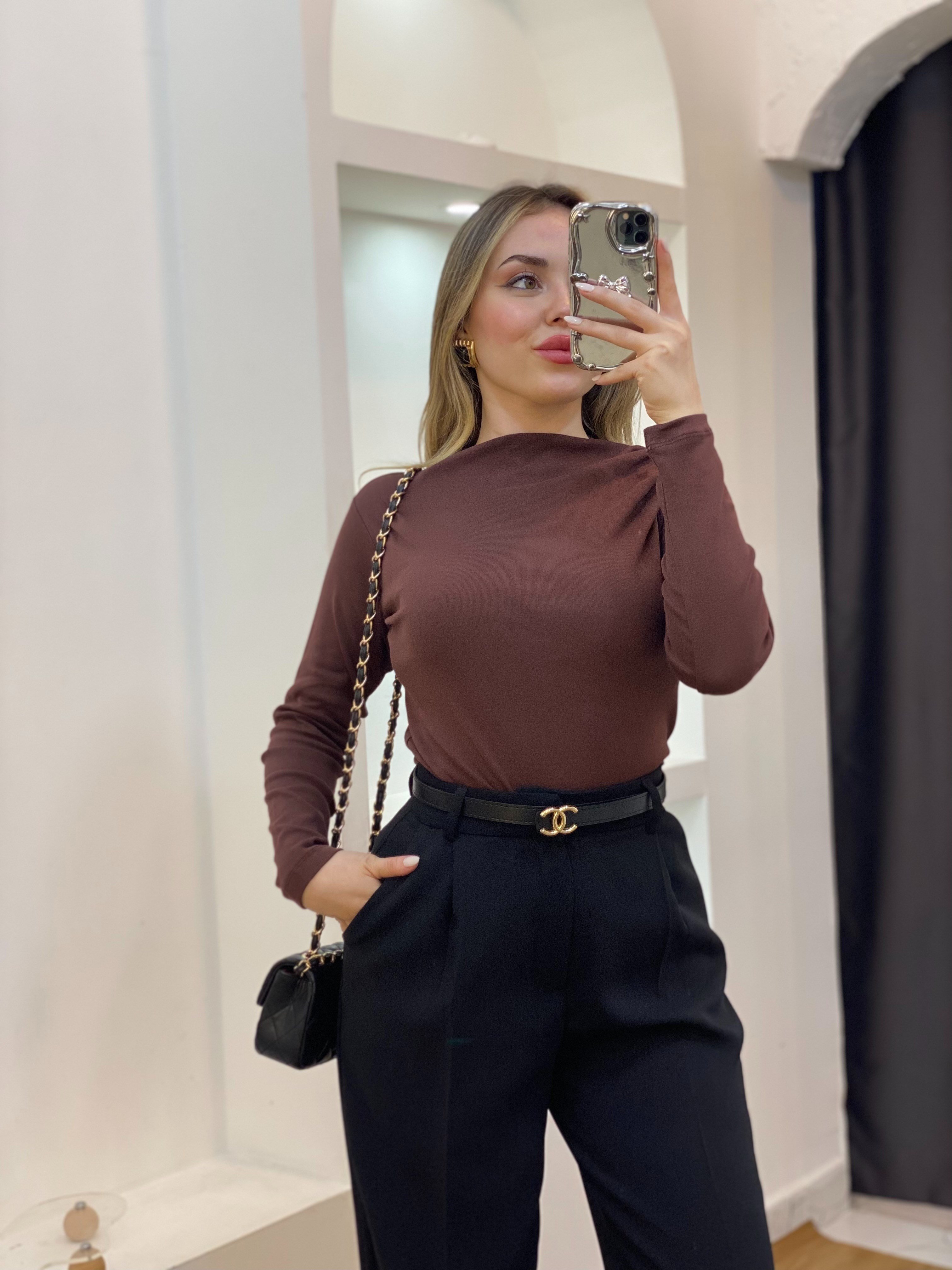 Kahve Yaka Düğümlü Body