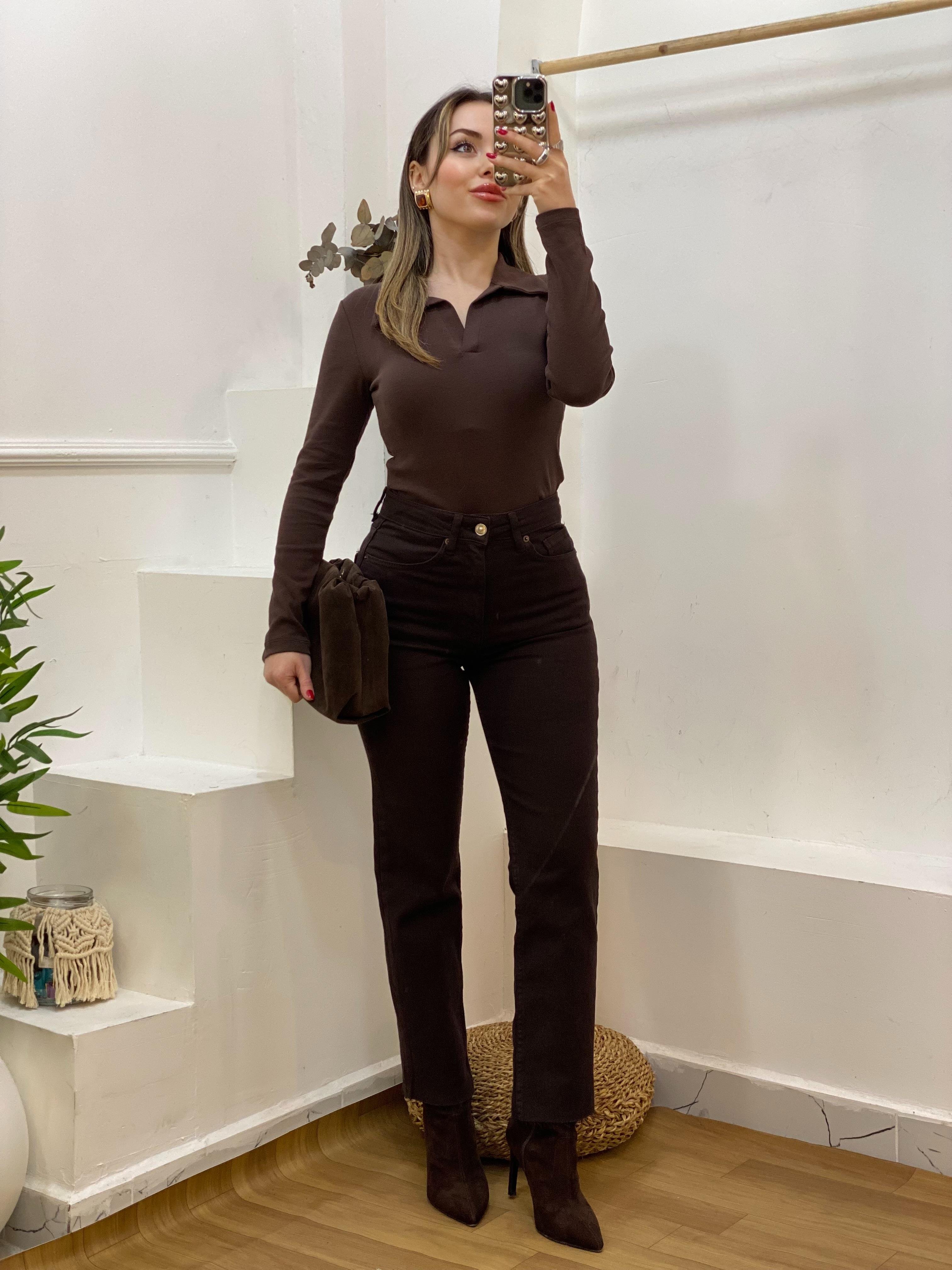 Kahvej Polo Yaka Basic Bluz