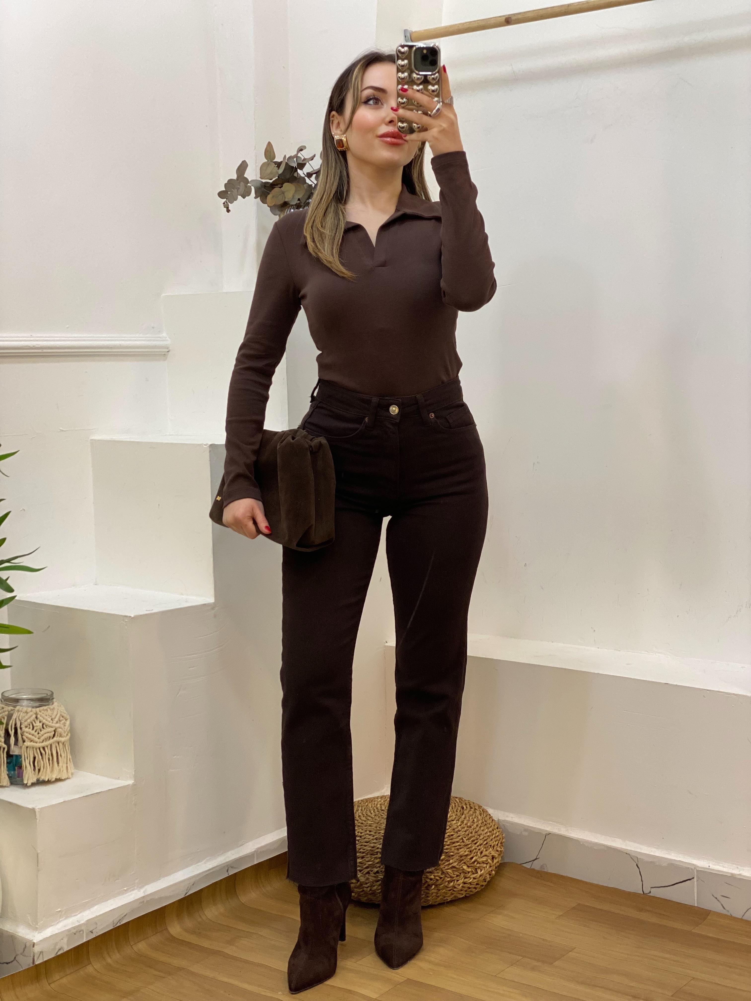 Kahvej Polo Yaka Basic Bluz