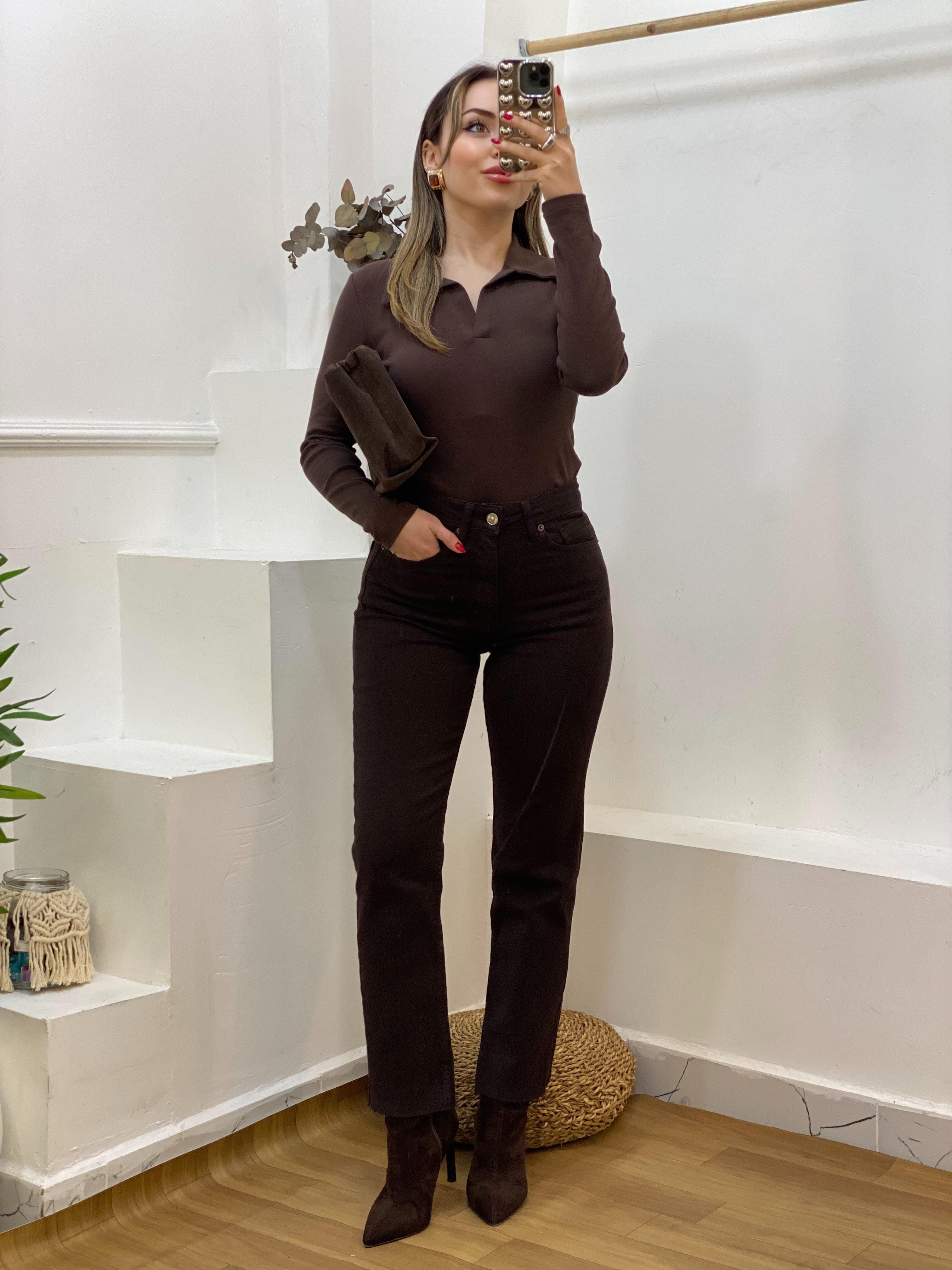 Kahvej Polo Yaka Basic Bluz