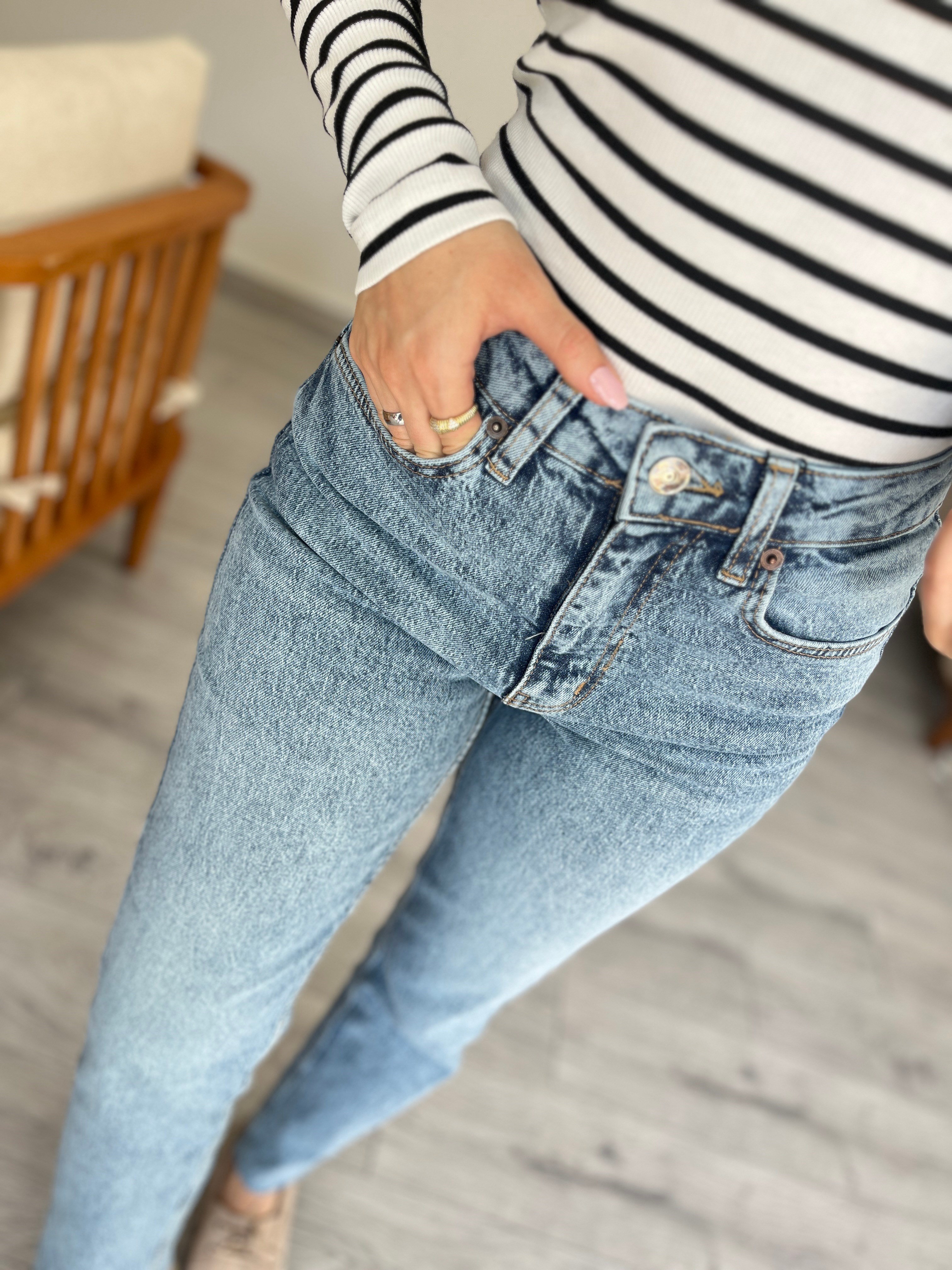 Kar Yıkama Yüksek Bel Boyfit Jean