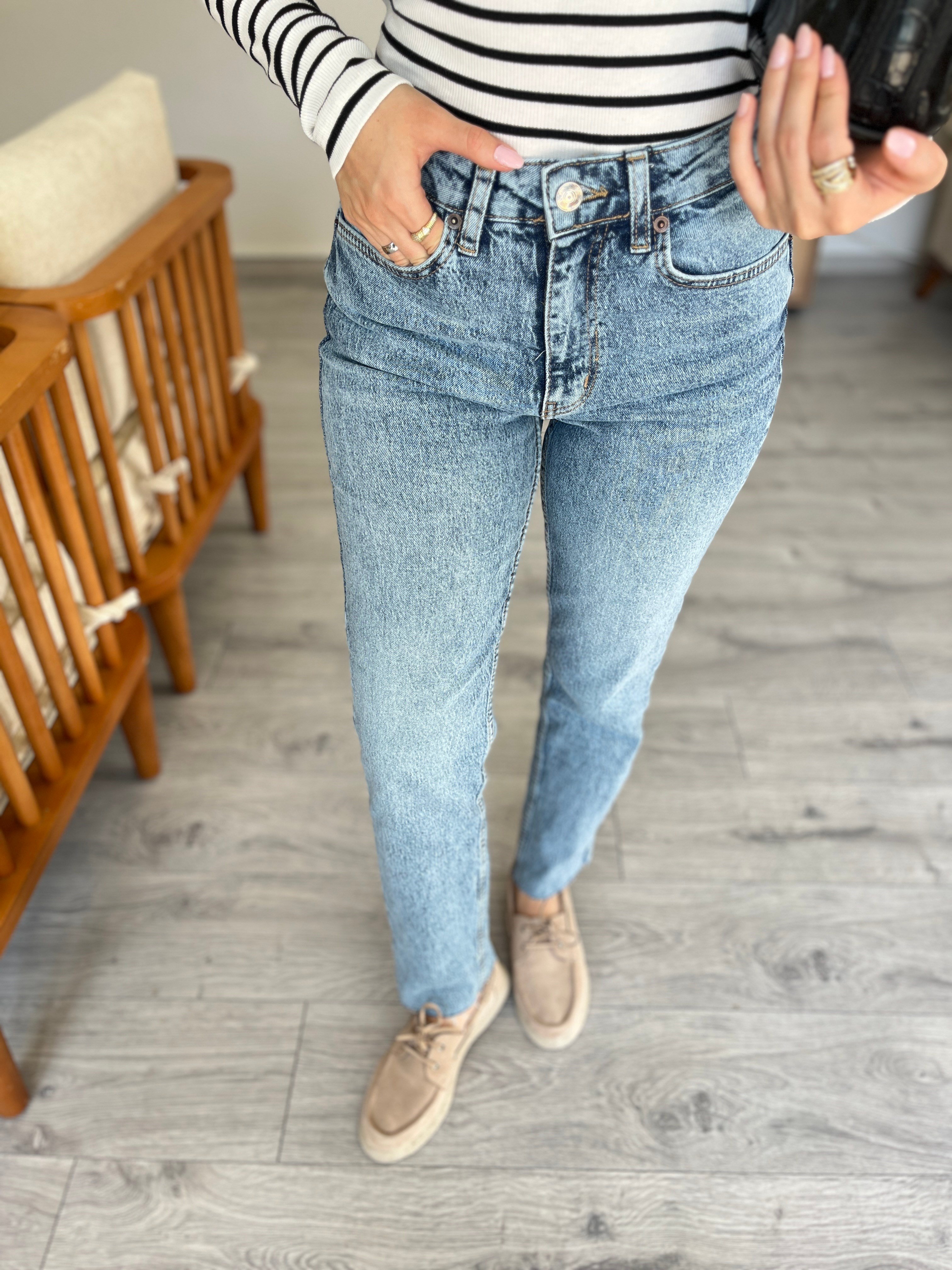 Kar Yıkama Yüksek Bel Boyfit Jean