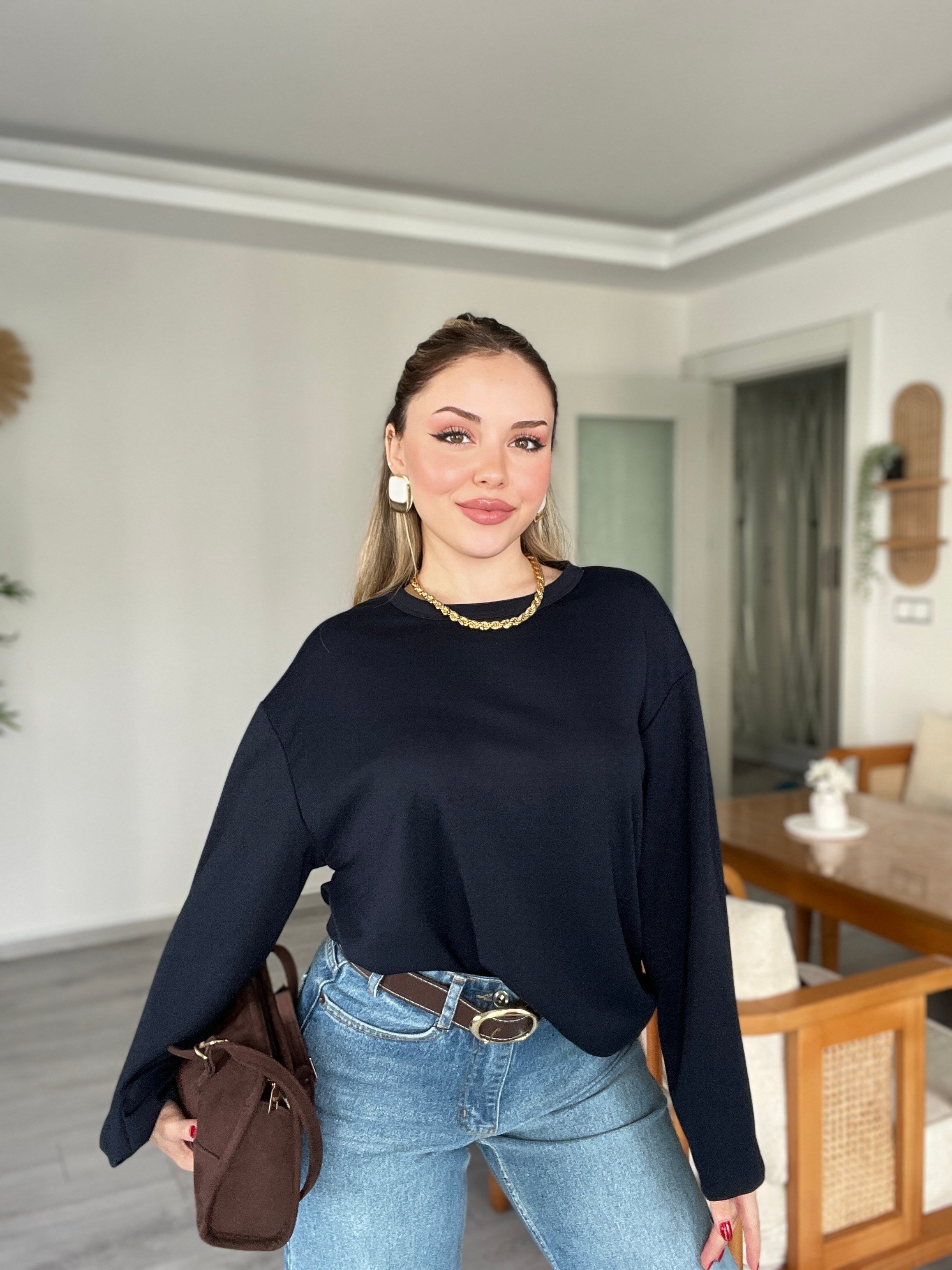 Laci Bisiklet Yaka Oversize Modal Basic