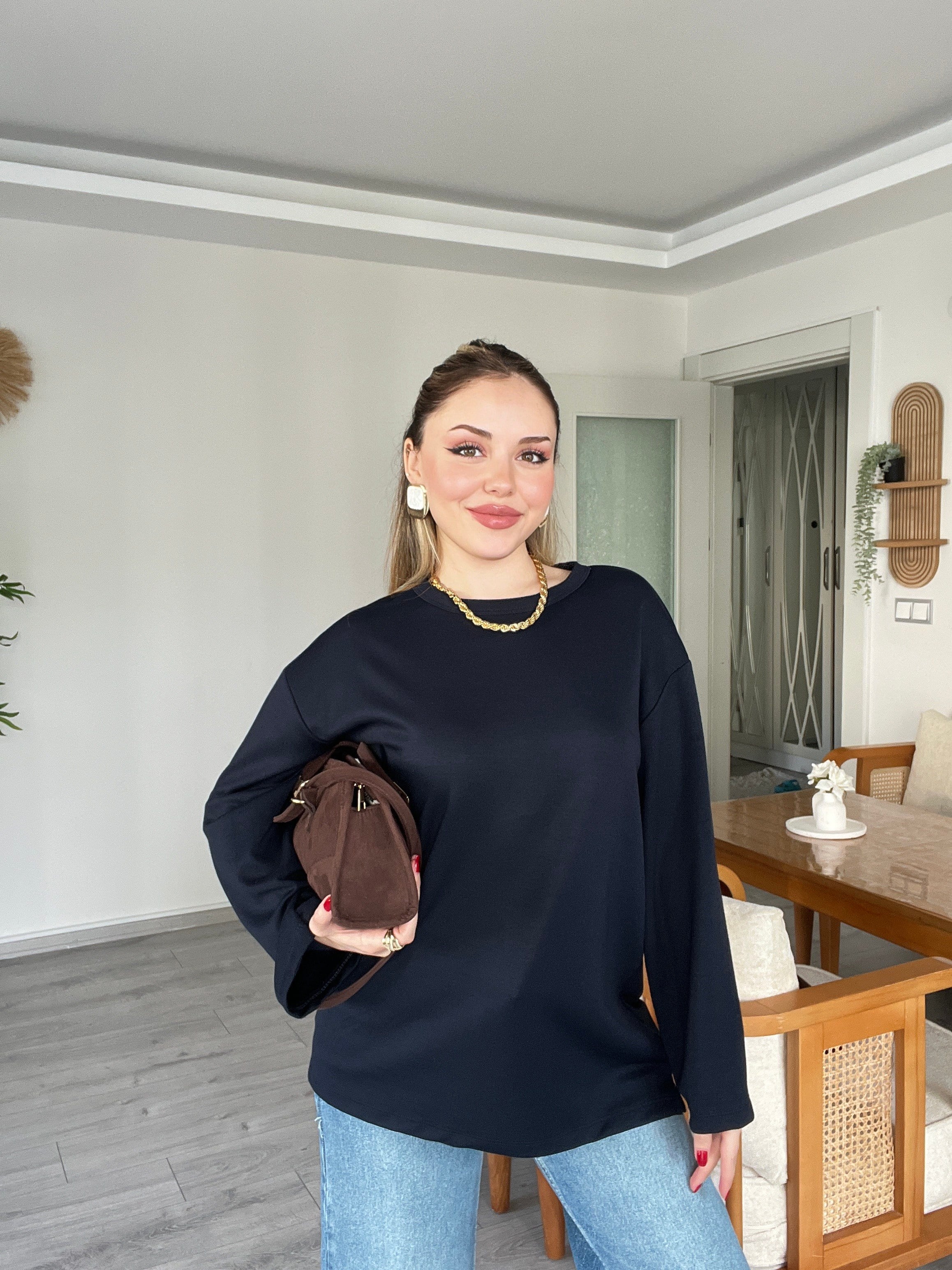 Laci Bisiklet Yaka Oversize Modal Basic