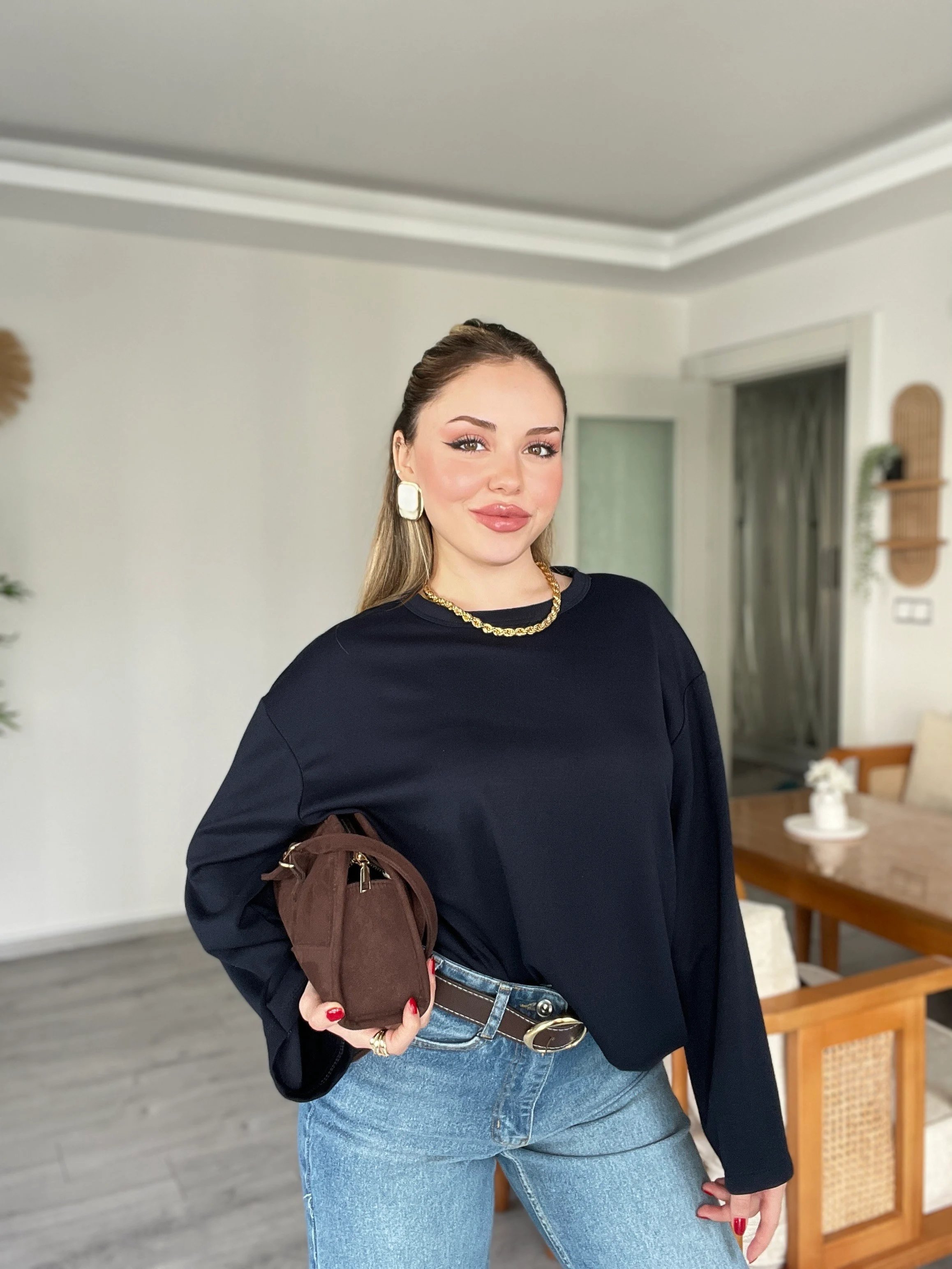 Laci Bisiklet Yaka Oversize Modal Basic