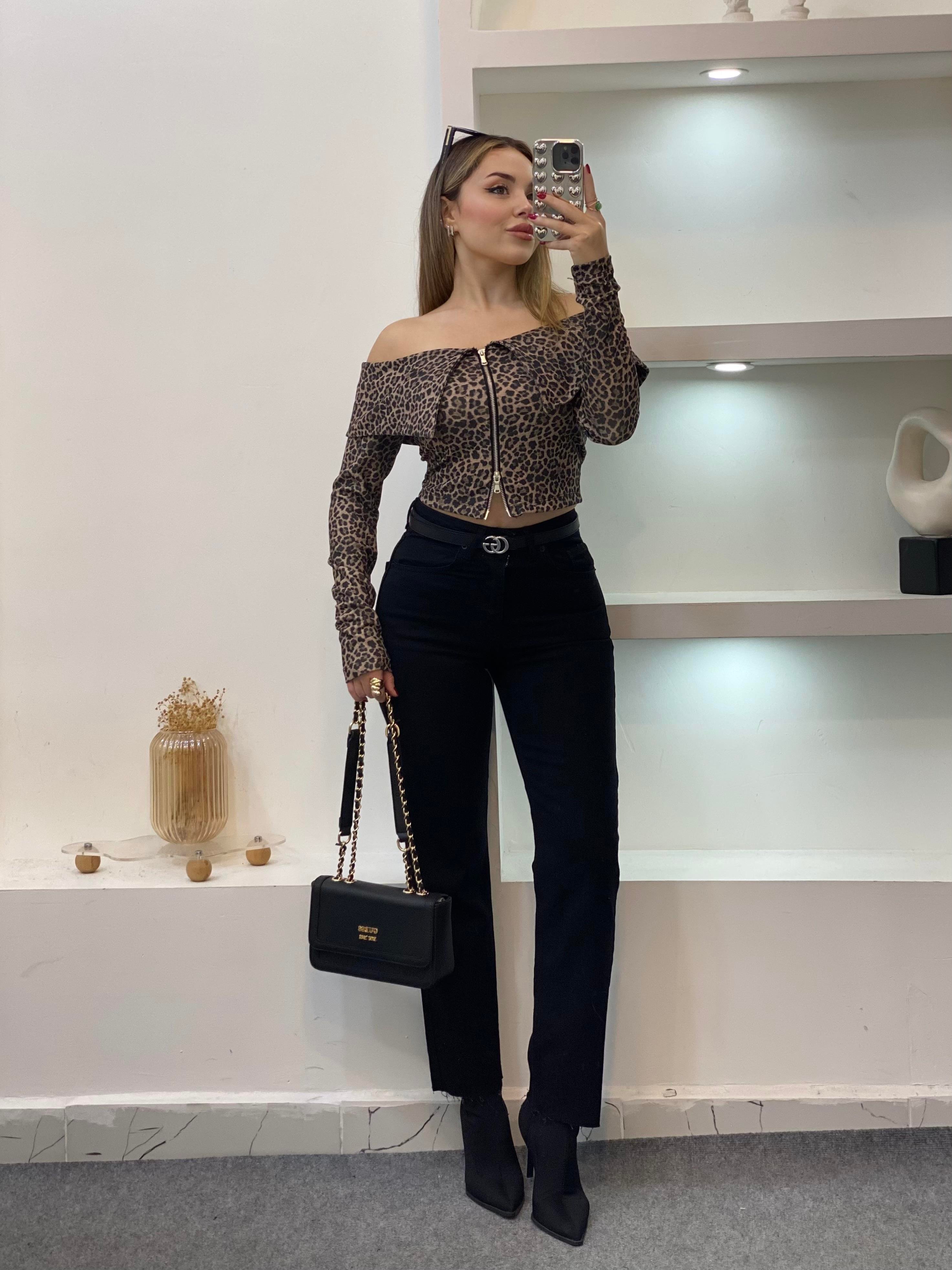 Leo Desen Fermuarlı Bluz