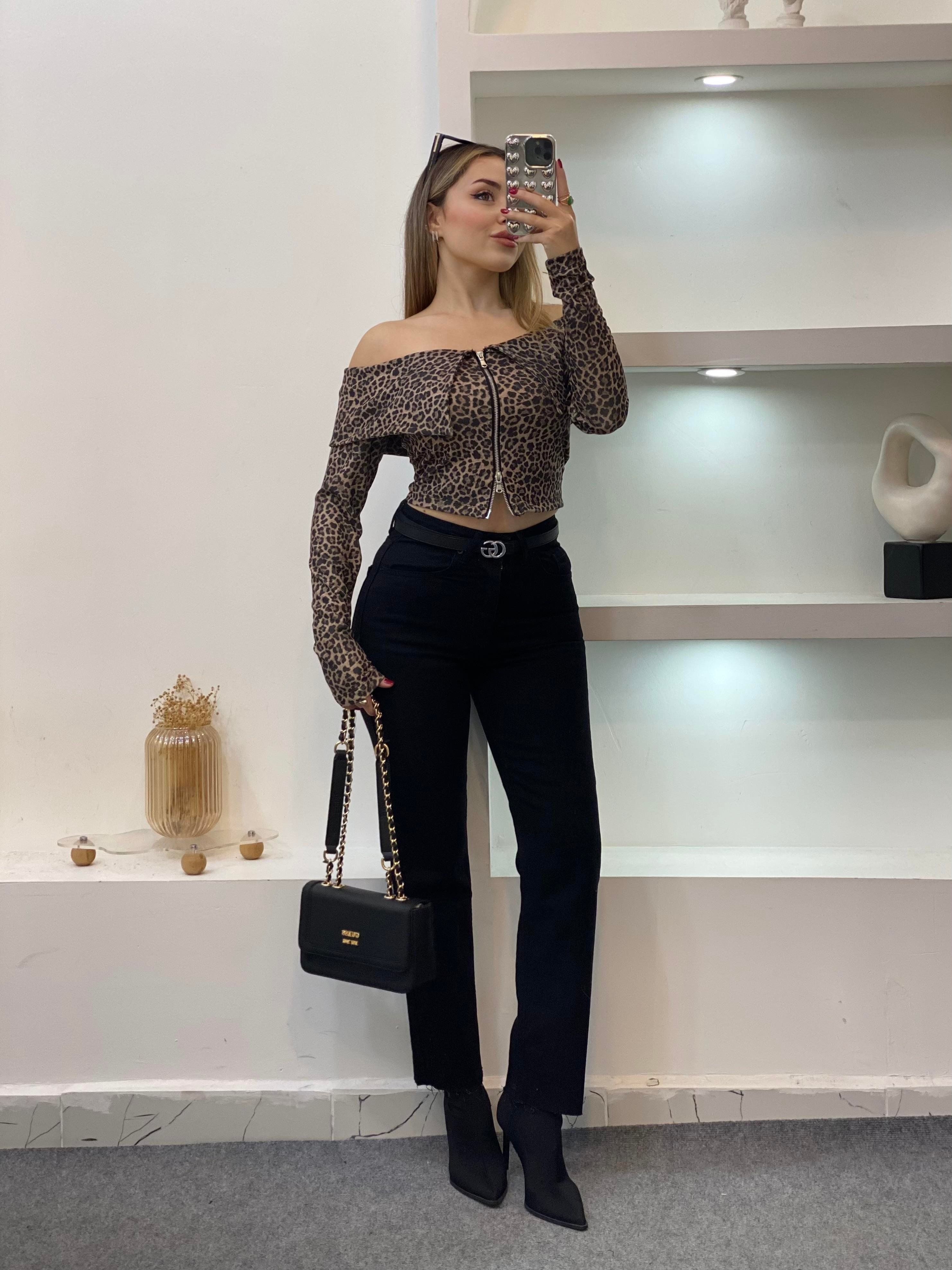 Leo Desen Fermuarlı Bluz