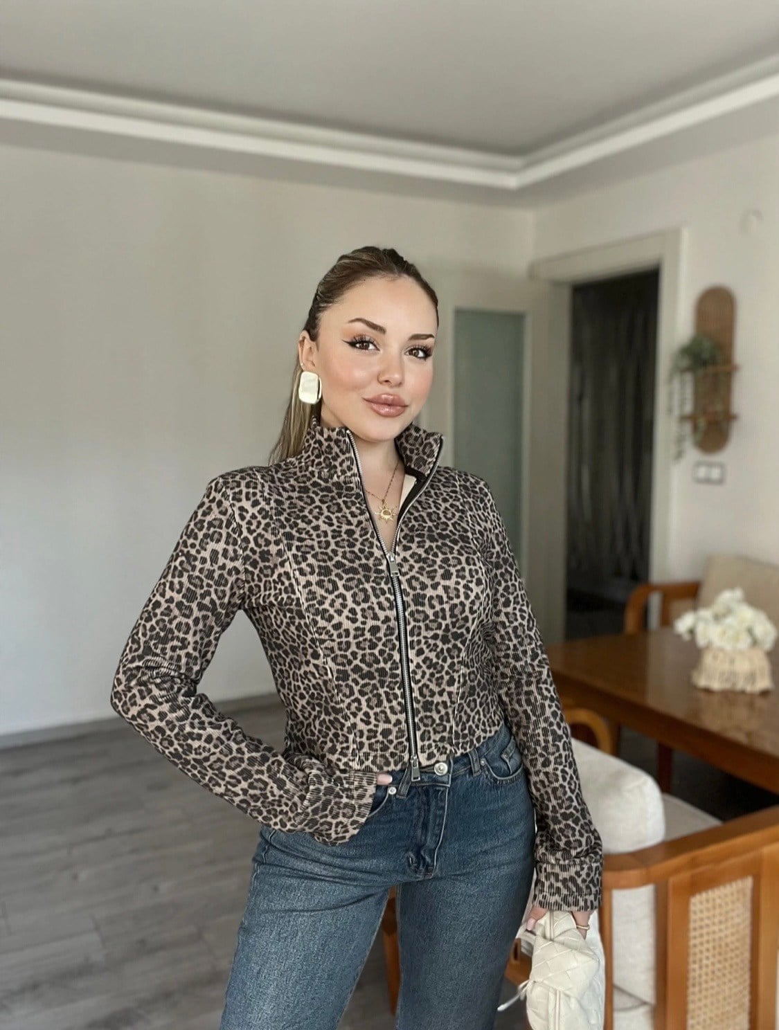 Leo Desen Fermuarlı Bluz