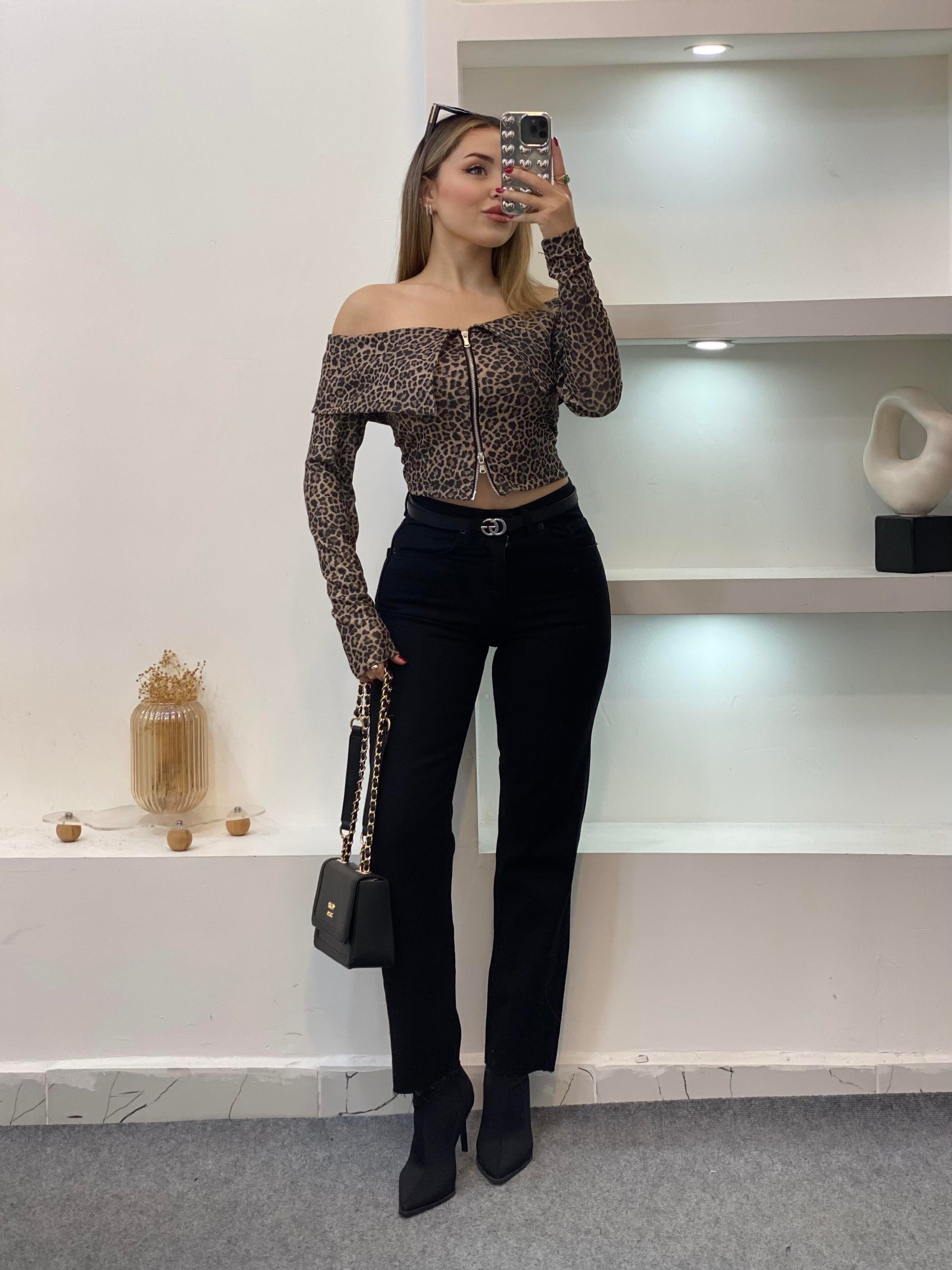 Leo Desen Fermuarlı Bluz