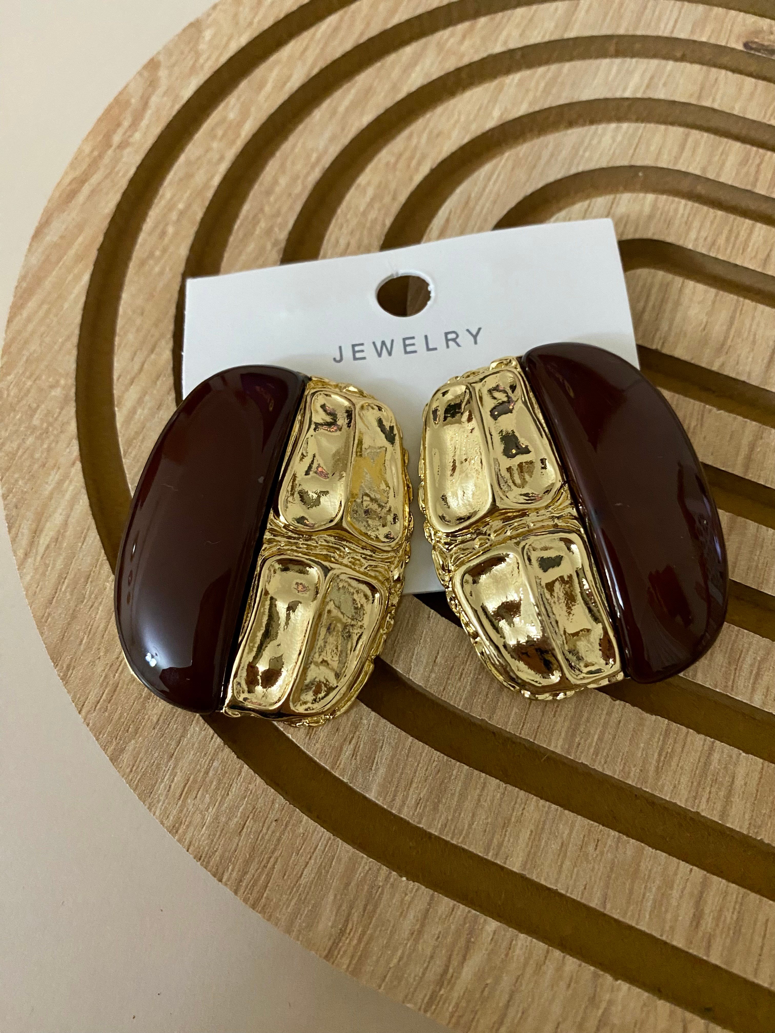Marka Model Gold Kahve Küpe 